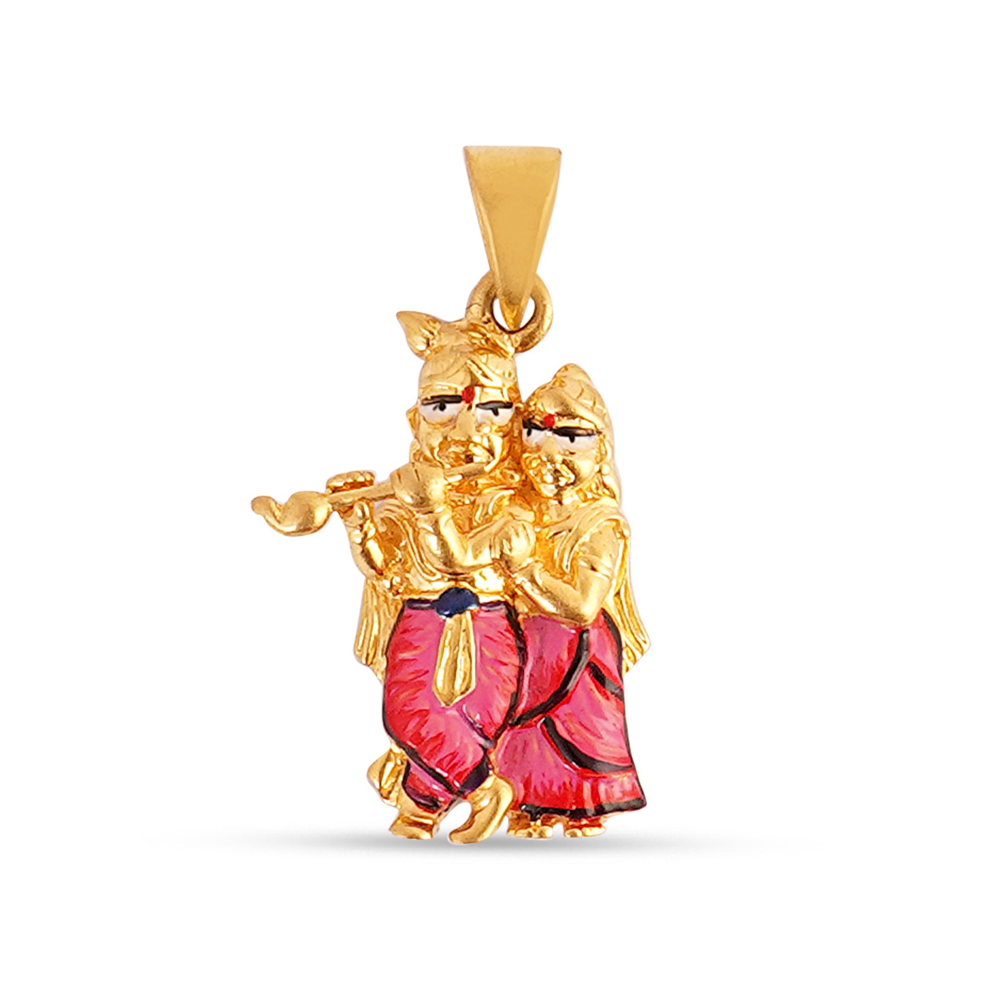 22k Gold Radha Krishan Ji Handmade Pendent with Meenakari