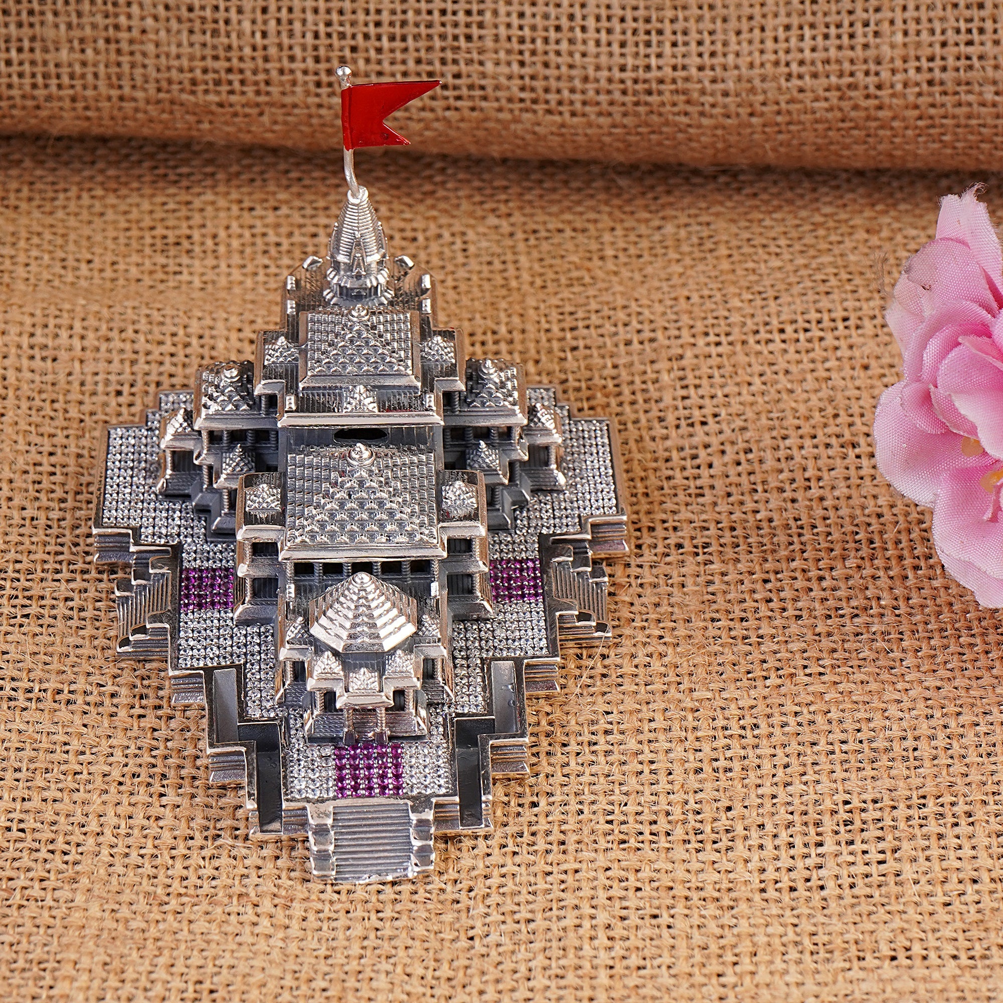 925 Sterling Silver Ram Temple Ayodhya Temple Replica with Oxidised Polish
