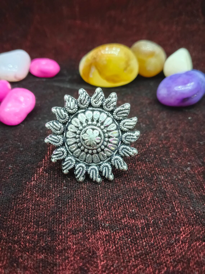 925 Sterling Silver Antique Polish Cocktail Ginni Ring Best for Party and Casual