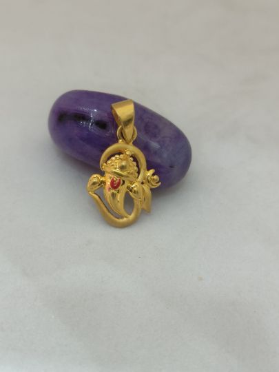 22K 916 Solid Gold Om Locket With Ganesh Ji Embedded In It - Exquisite and Lightweight Pendant for Women