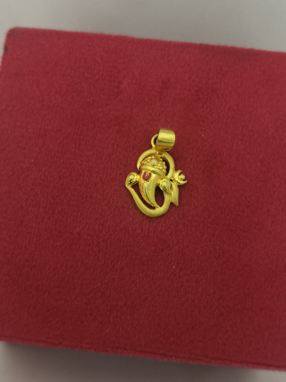 22K 916 Solid Gold Om Locket With Ganesh Ji Embedded In It - Exquisite and Lightweight Pendant for Women