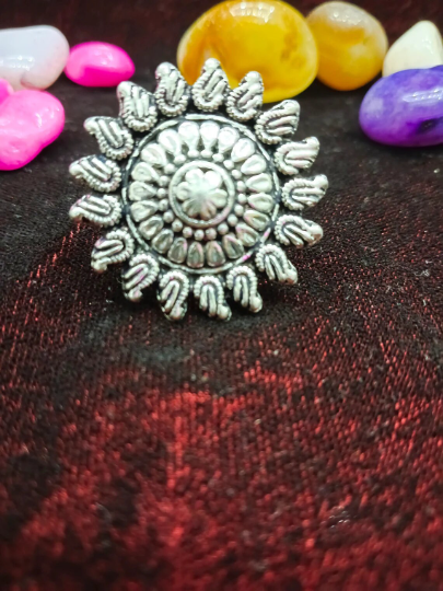 925 Sterling Silver Antique Polish Cocktail Ginni Ring Best for Party and Casual