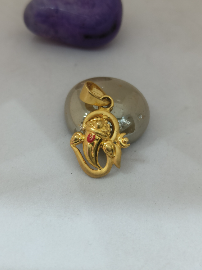 22K 916 Solid Gold Om Locket With Ganesh Ji Embedded In It - Exquisite and Lightweight Pendant for Women