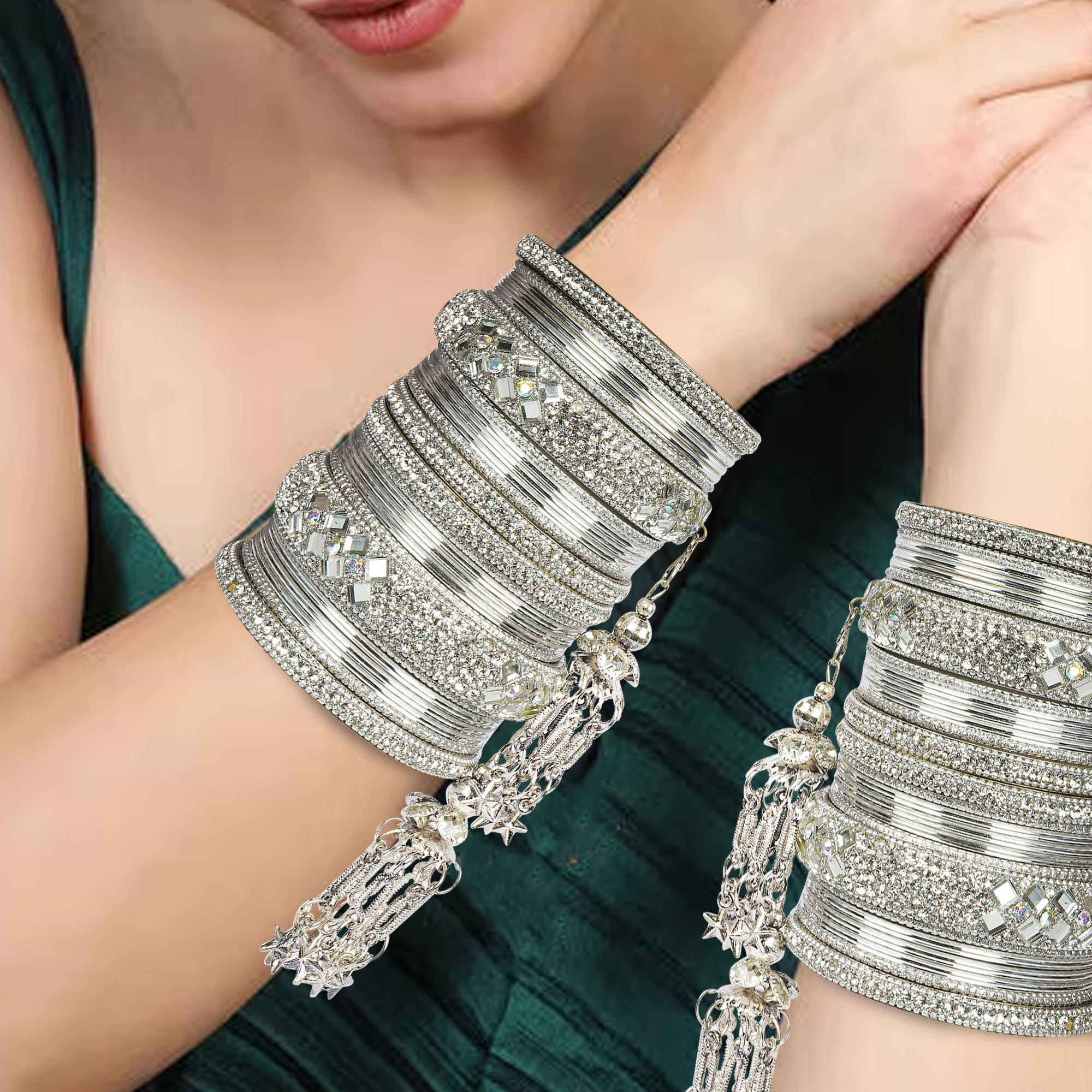 Indian Wedding Bangles Set, Bridal Bangles, Traditional Bangle Seen, Lightweight Jewelry Bangles, Bridesmaid Gift, Silver Polished