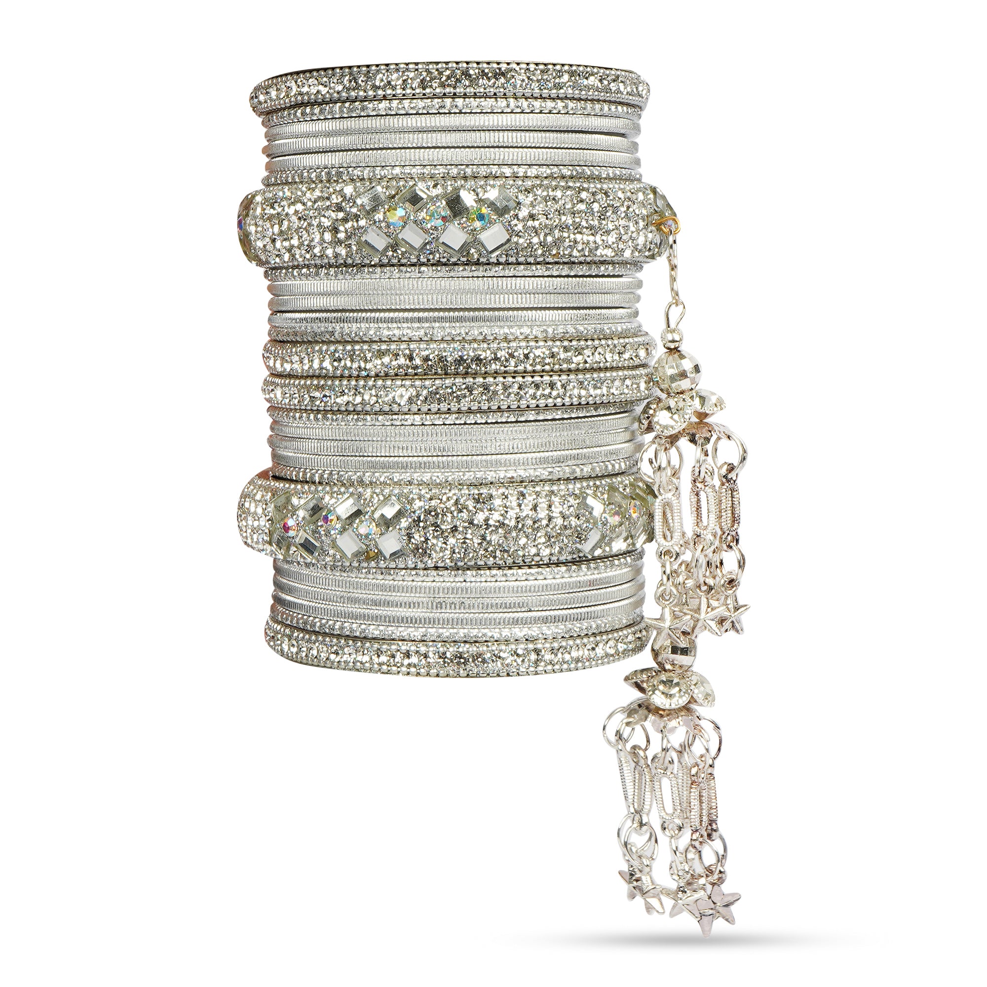 Indian Wedding Bangles Set, Bridal Bangles, Traditional Bangle Set for Women, Lightweight Jewelry Bangles, Bridesmaid Gift, Silver Polished