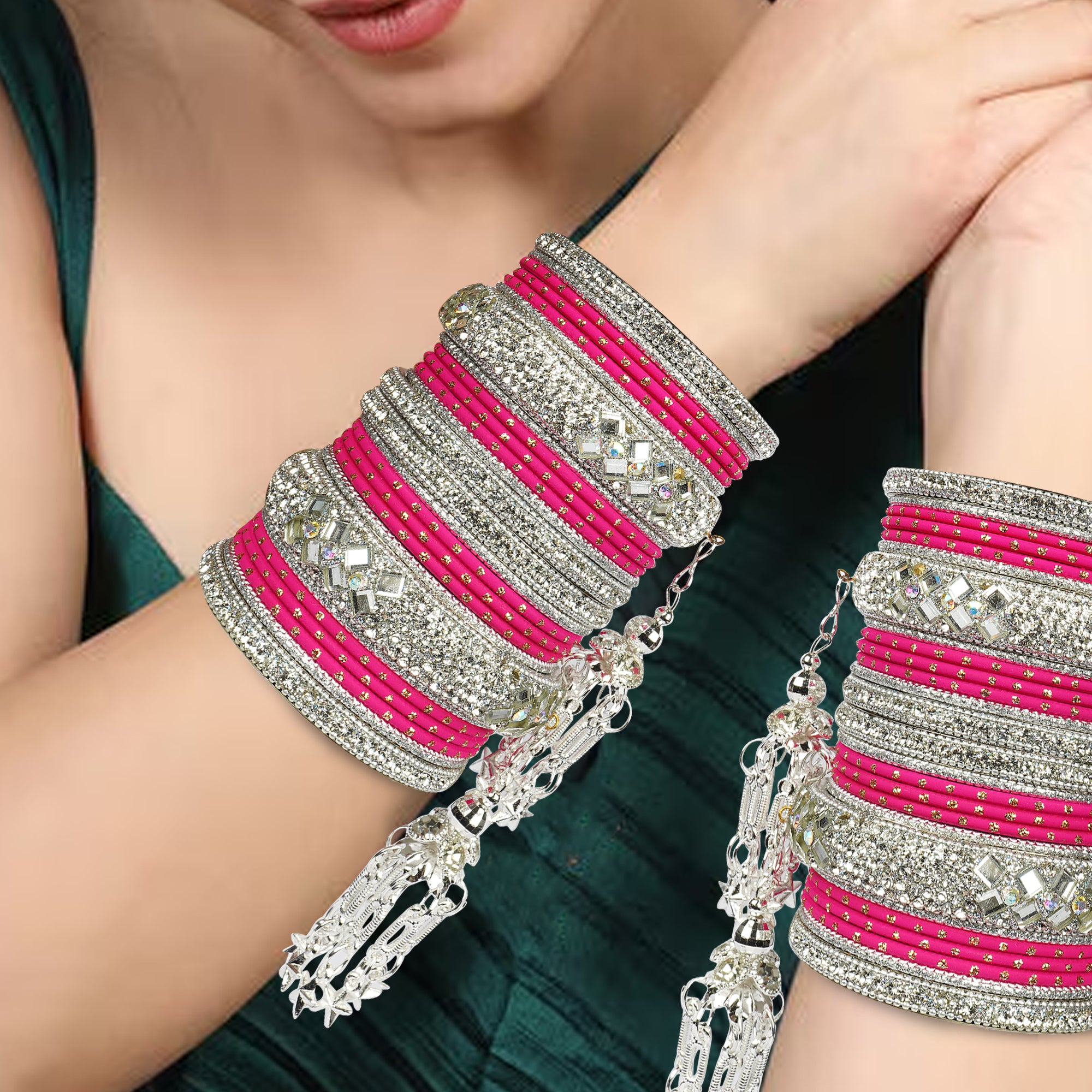 Indian Wedding Bangles Set, Bridal Bangles, Traditional Bangle Set for Women, Lightweight Jewelry Bangles, Bridesmaid Gift, Silver Polished