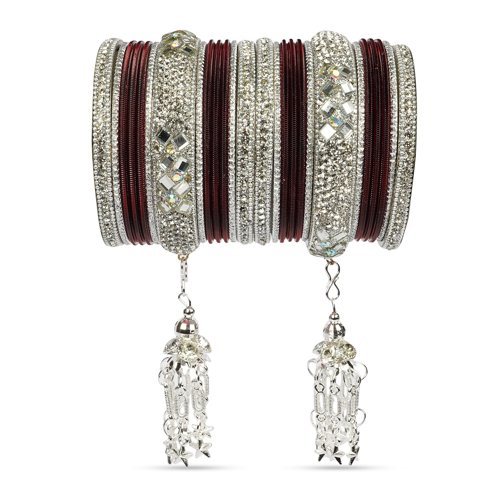 Indian Wedding Bangles Set, Bridal Bangles, Traditional Bangle Set for Women, Lightweight Jewelry Bangles, Bridesmaid Gift, Silver Polished