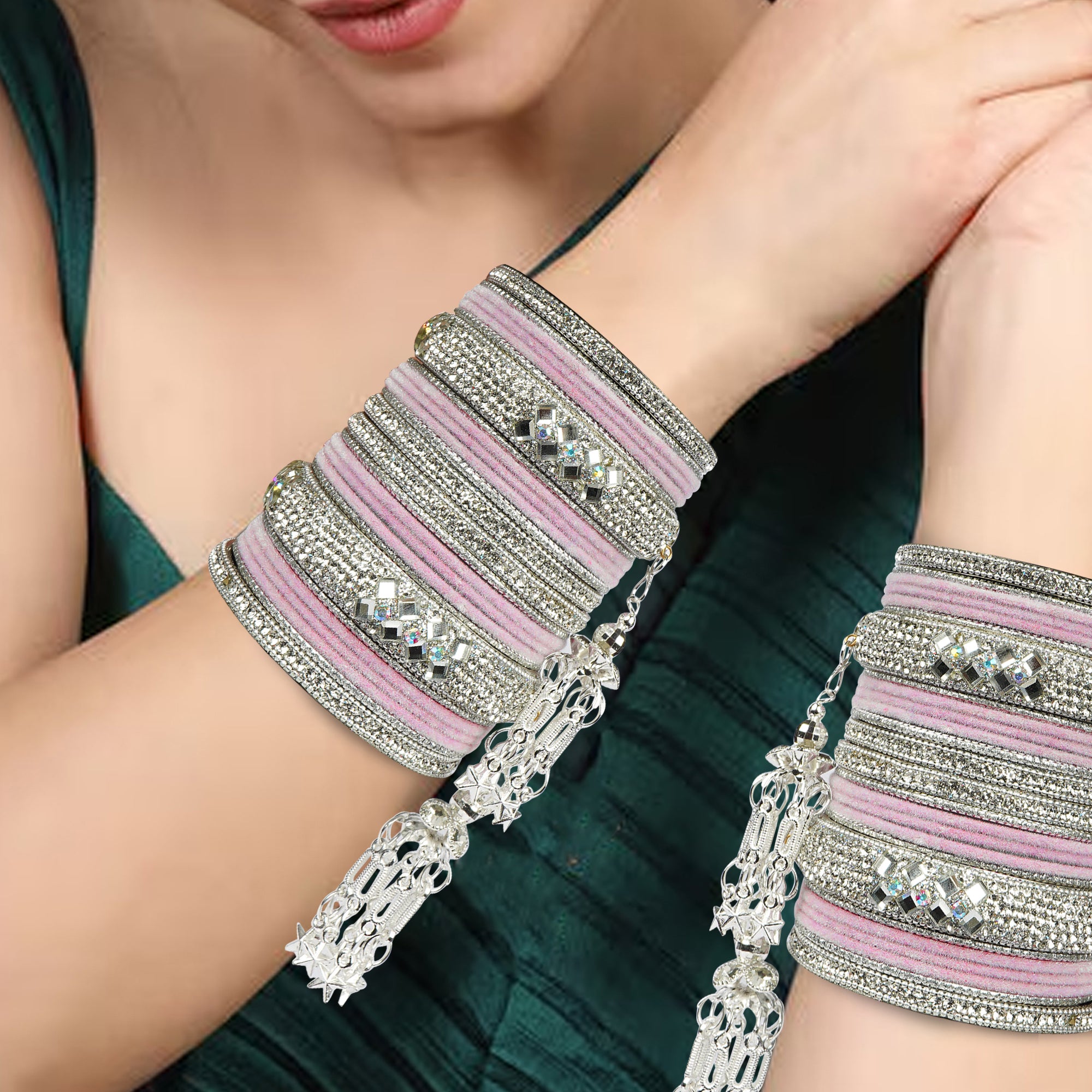 Indian Wedding Bangles Set, Bridal Bangles, Traditional Bangle Set for Women, Lightweight Jewelry Bangles, Bridesmaid Gift, Silver Polished