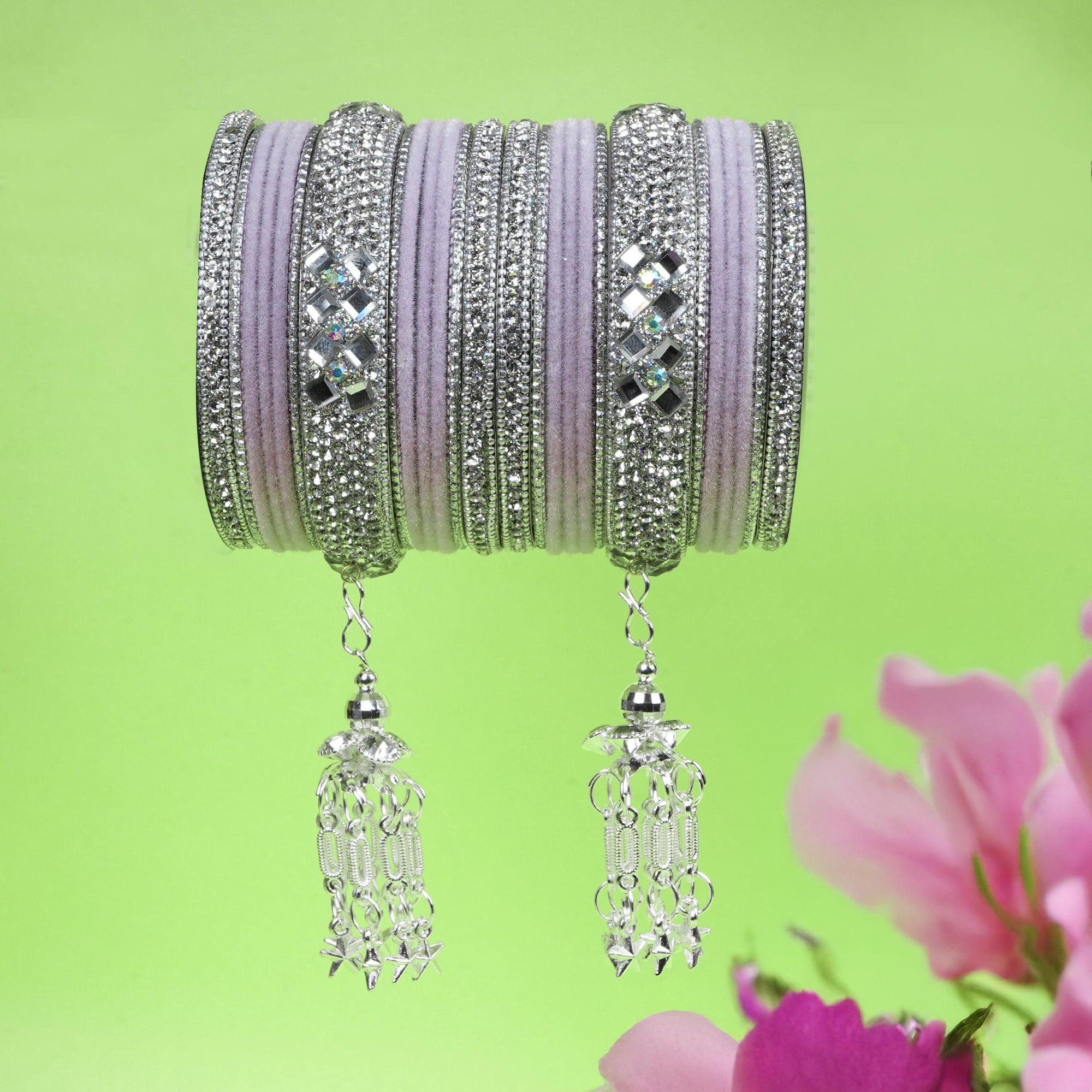 Indian Wedding Bangles Set, Bridal Bangles, Traditional Bangle Set for Women, Lightweight Jewelry Bangles, Bridesmaid Gift, Silver Polished