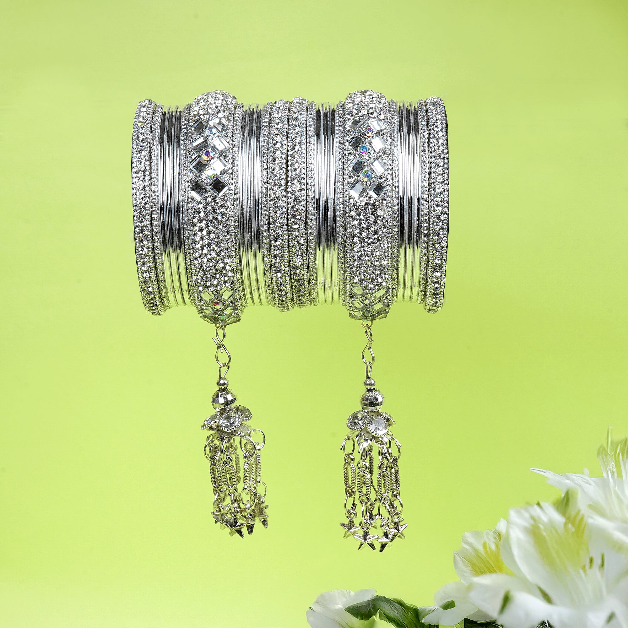 Indian Wedding Bangles Set, Bridal Bangles, Traditional Bangle Seen, Lightweight Jewelry Bangles, Bridesmaid Gift, Silver Polished