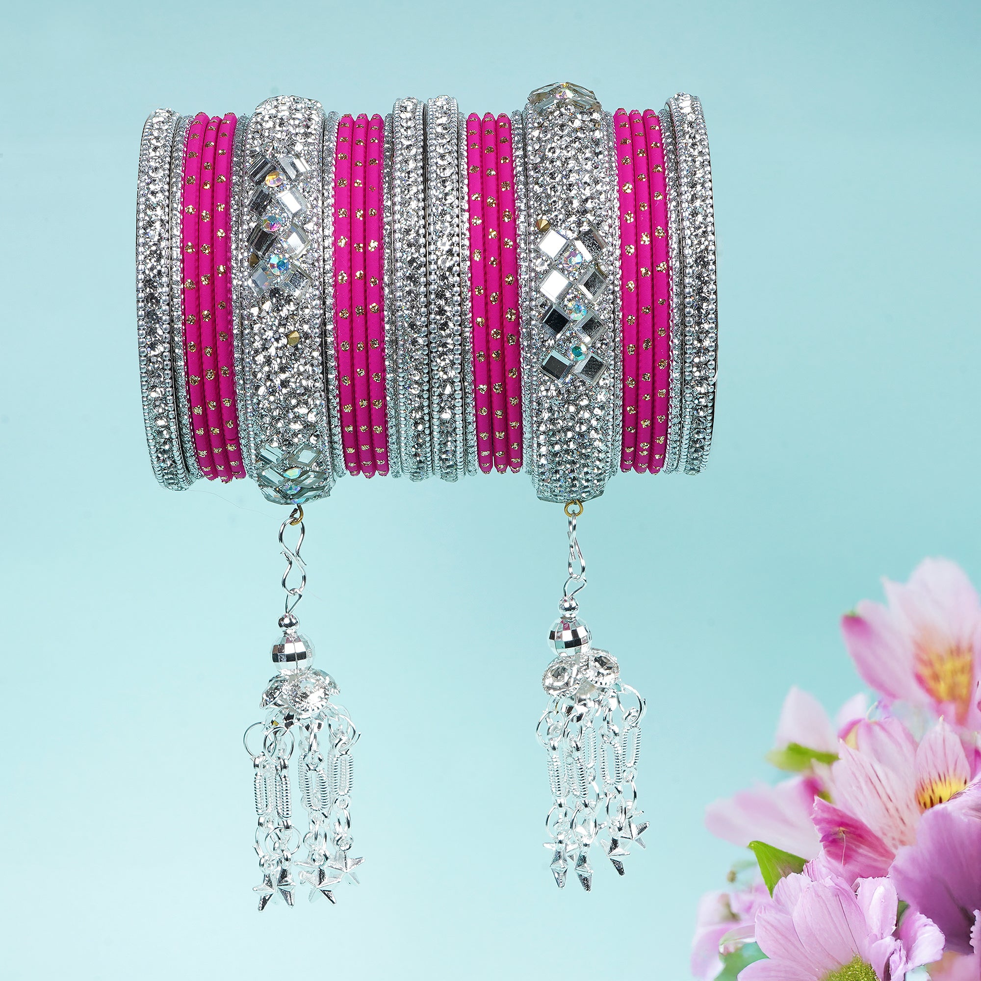 Indian Wedding Bangles Set, Bridal Bangles, Traditional Bangle Set for Women, Lightweight Jewelry Bangles, Bridesmaid Gift, Silver Polished