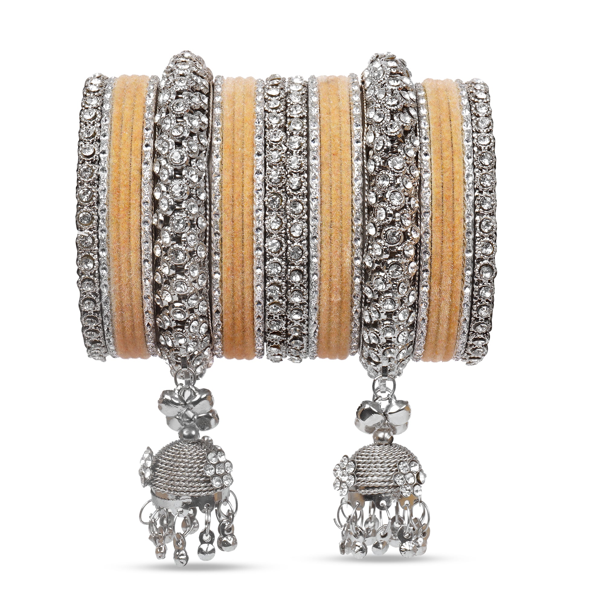 Indian Ethnic Handmade Bangle set with Silver Kade and Valvet Bangles