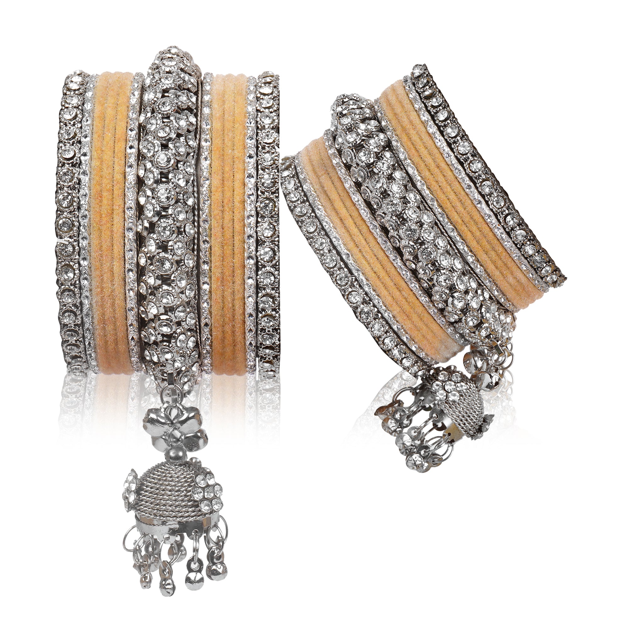 Indian Ethnic Handmade Bangle set with Silver Kade and Valvet Bangles