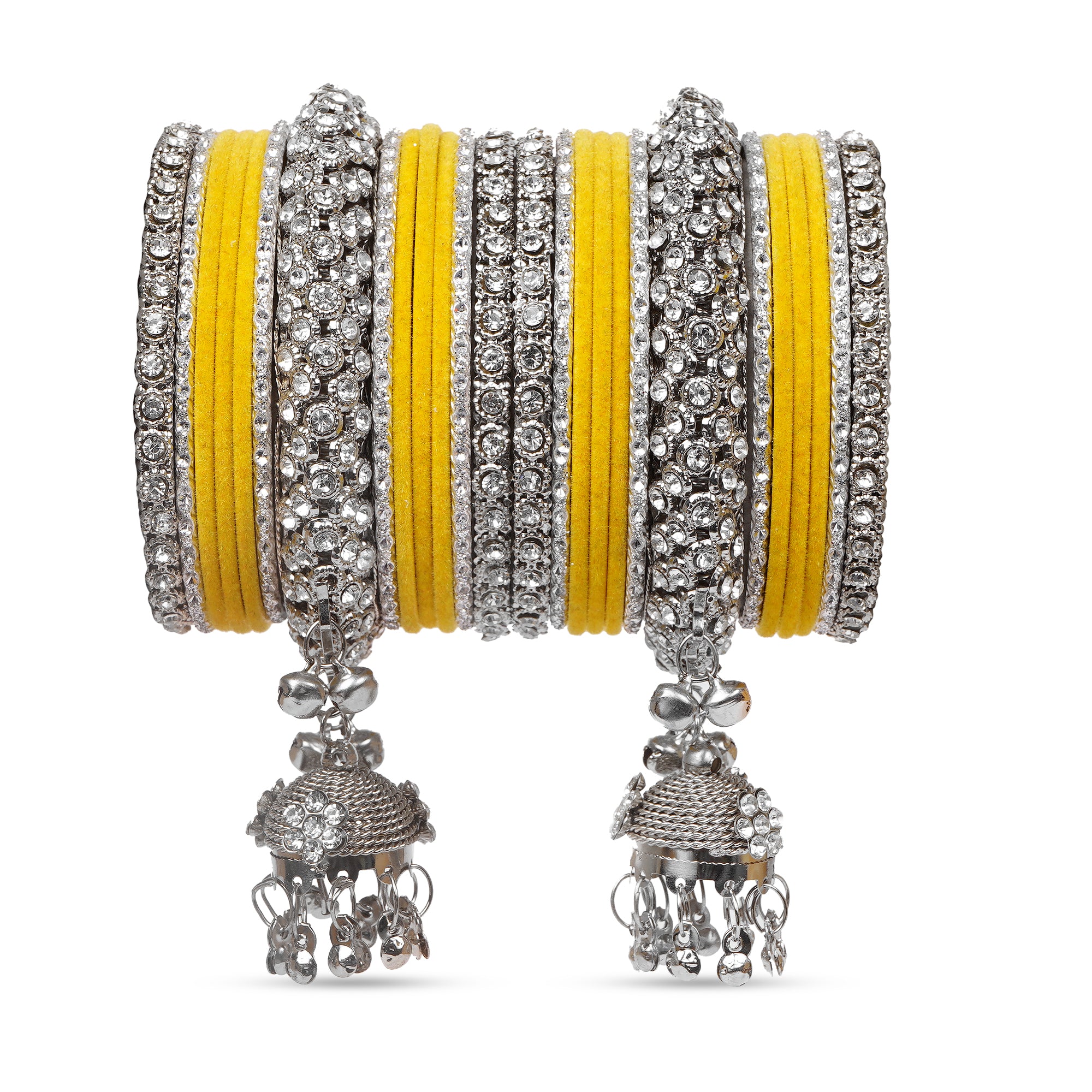 Indian Ethnic Handmade Bangle set with Silver Kade and Valvet Bangles