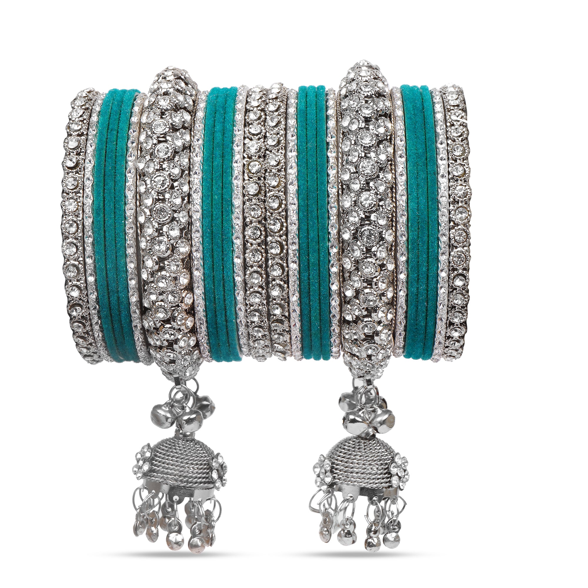 Indian Ethnic Handmade Bangle set with Silver Kade and Valvet Bangles
