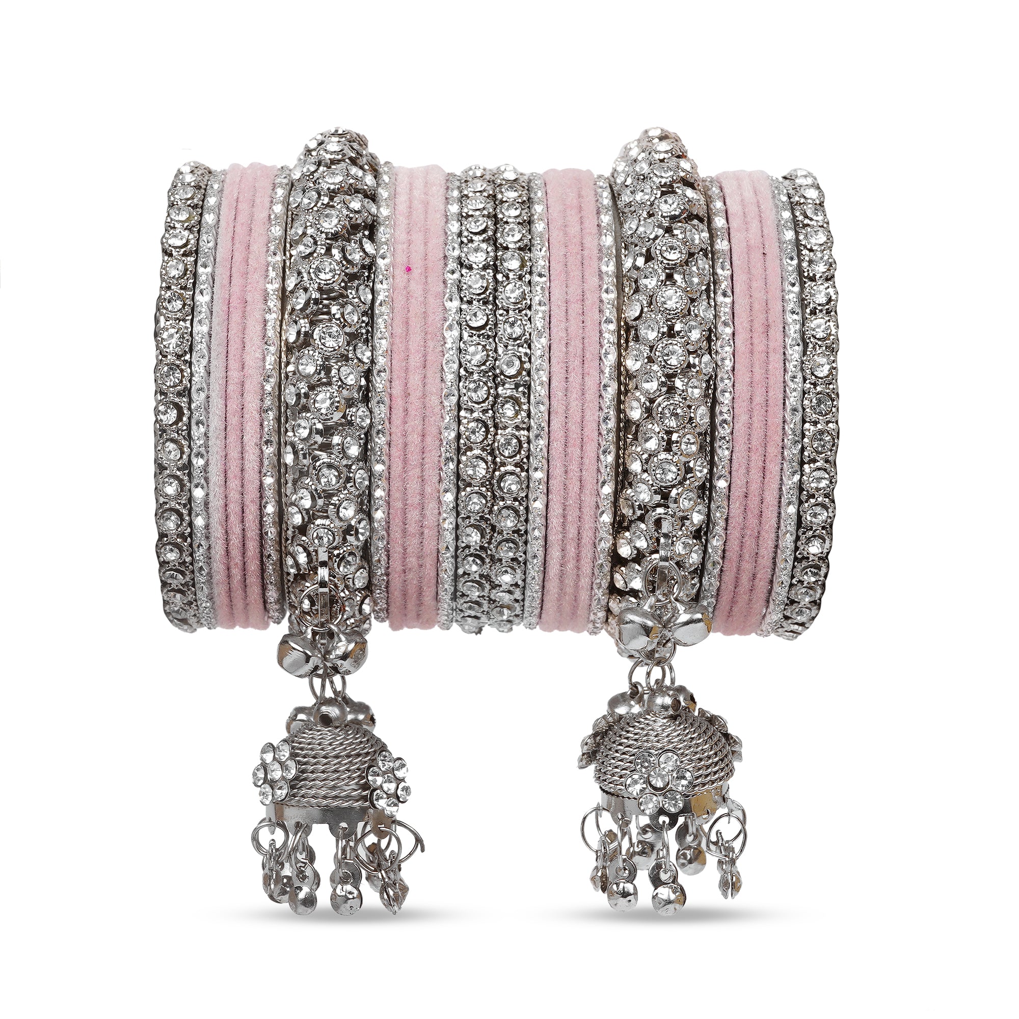Indian Ethnic Handmade Bangle set with Silver Kade and Valvet Bangles