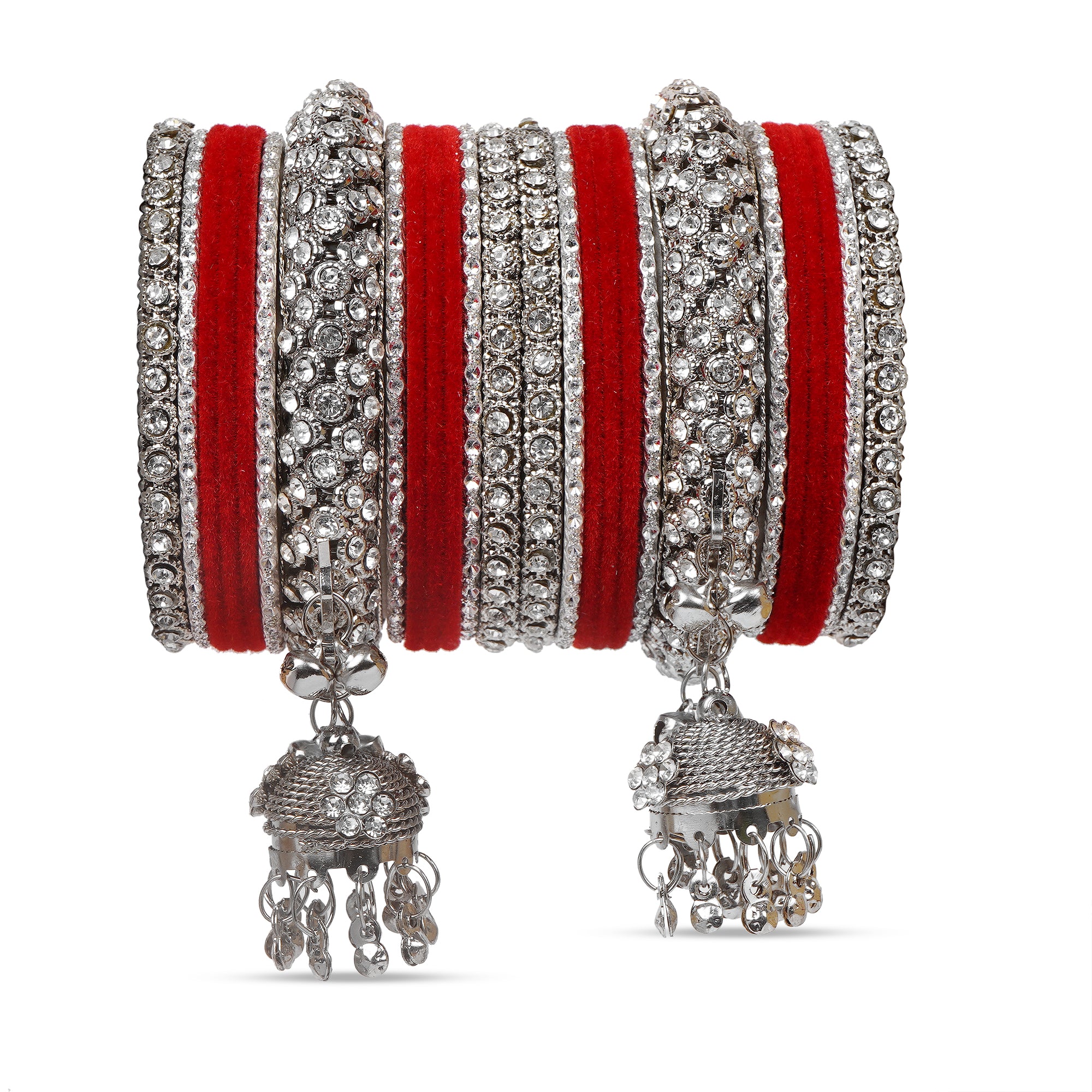 Indian Ethnic Handmade Bangle set with Silver Kade and Valvet Bangles