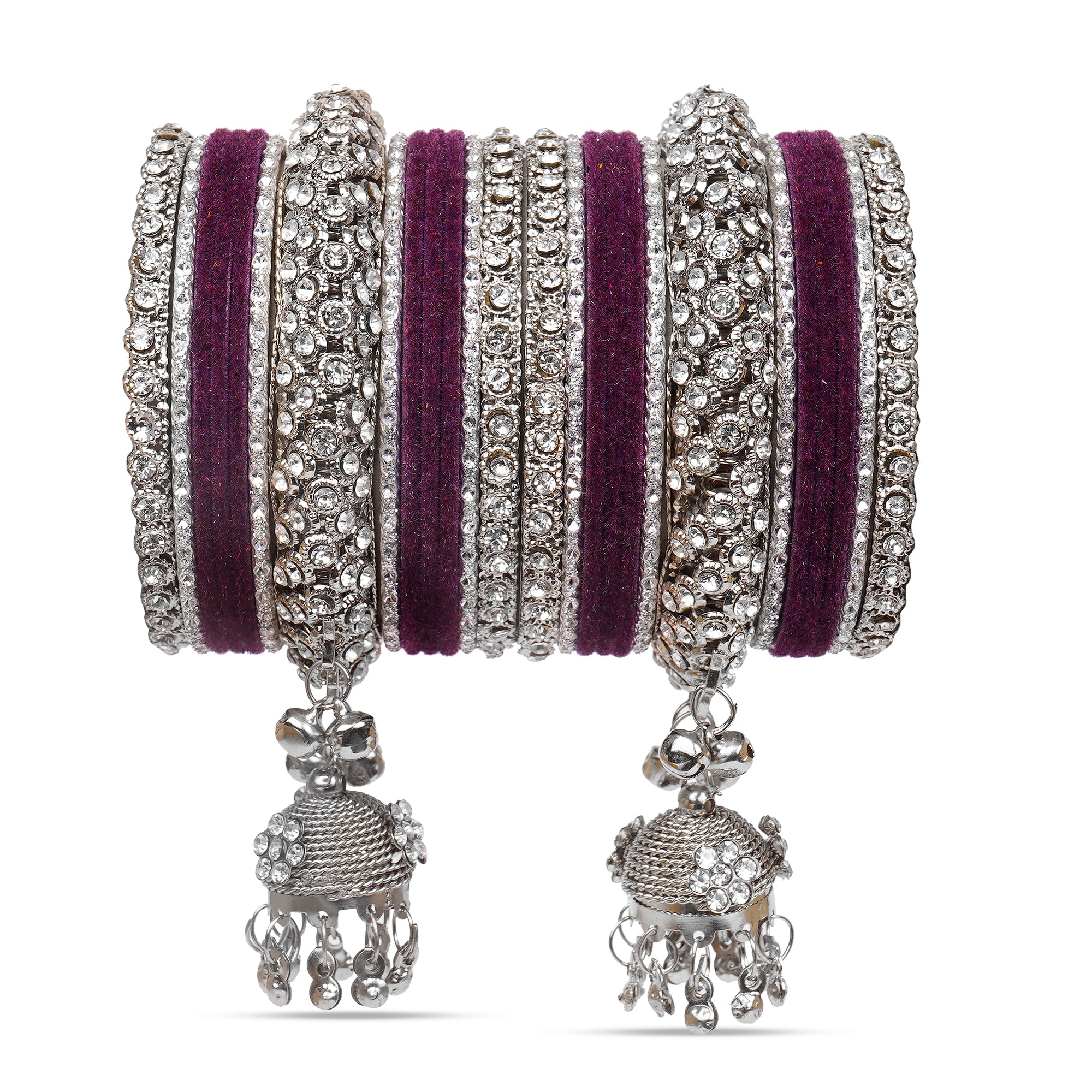 Indian Ethnic Handmade Bangle set with Silver Kade and Valvet Bangles