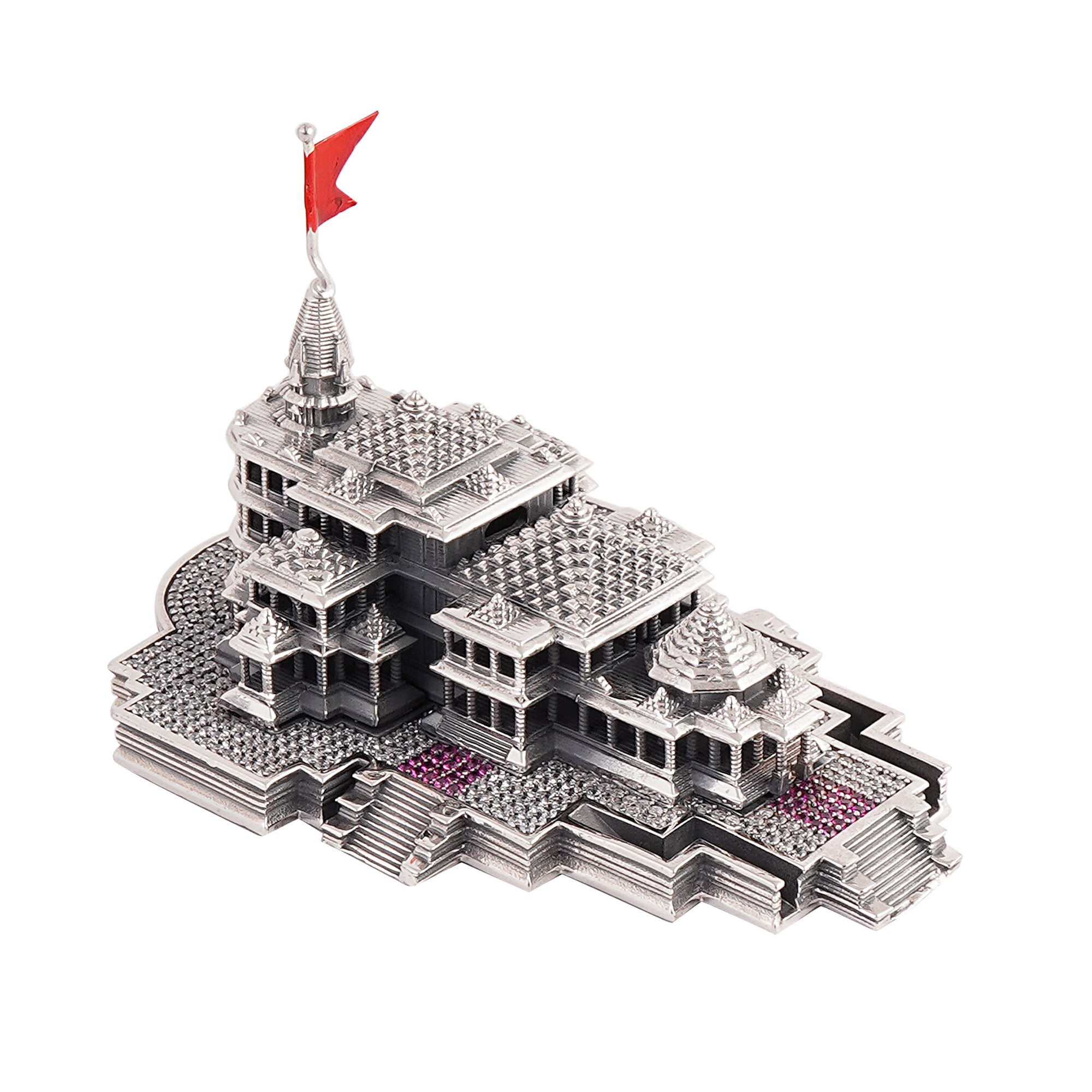 925 silver Ram Mandir Ayodhya Replica with A.D.  stone