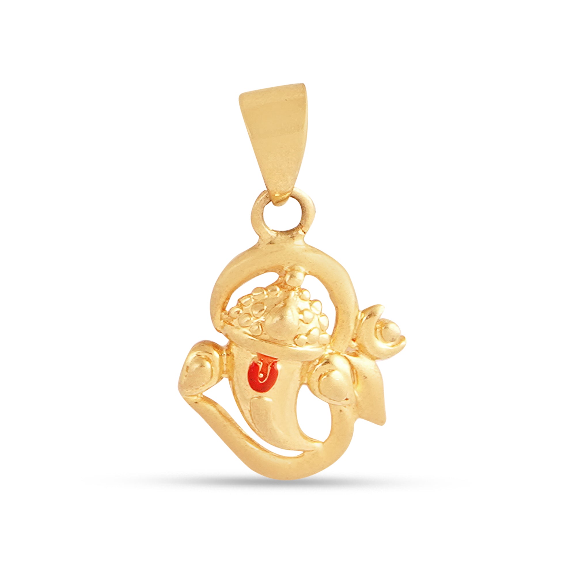 22K 916 Solid Gold Om Locket With Ganesh Ji Embedded In It - Exquisite and Lightweight Pendant for Women