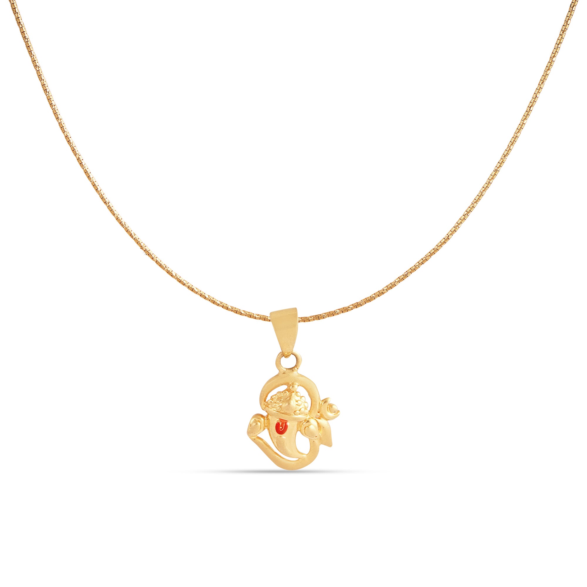 22K 916 Solid Gold Om Locket With Ganesh Ji Embedded In It - Exquisite and Lightweight Pendant for Women