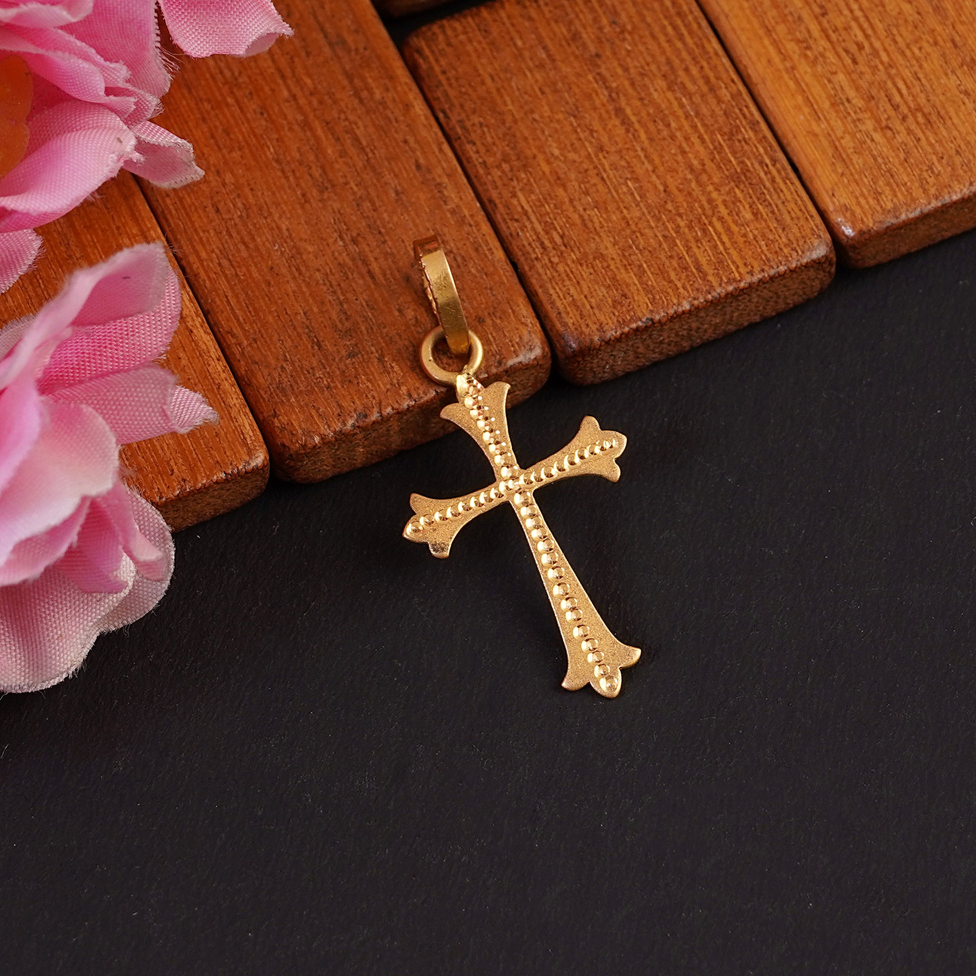 22K 916 Hallmarked Solid Gold Holy Cross Pendant - Exquisite Handcrafted Beauty