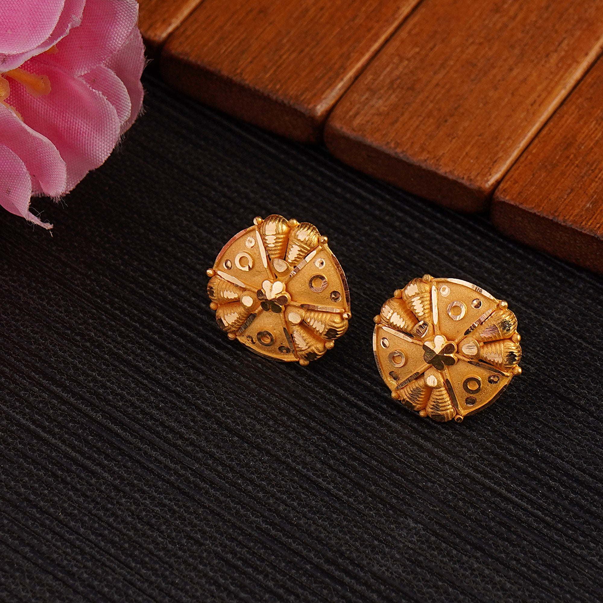 Gold Stud Earring Women's Earrings Handmade Stud Earrings 22kt Yellow Gold Stud