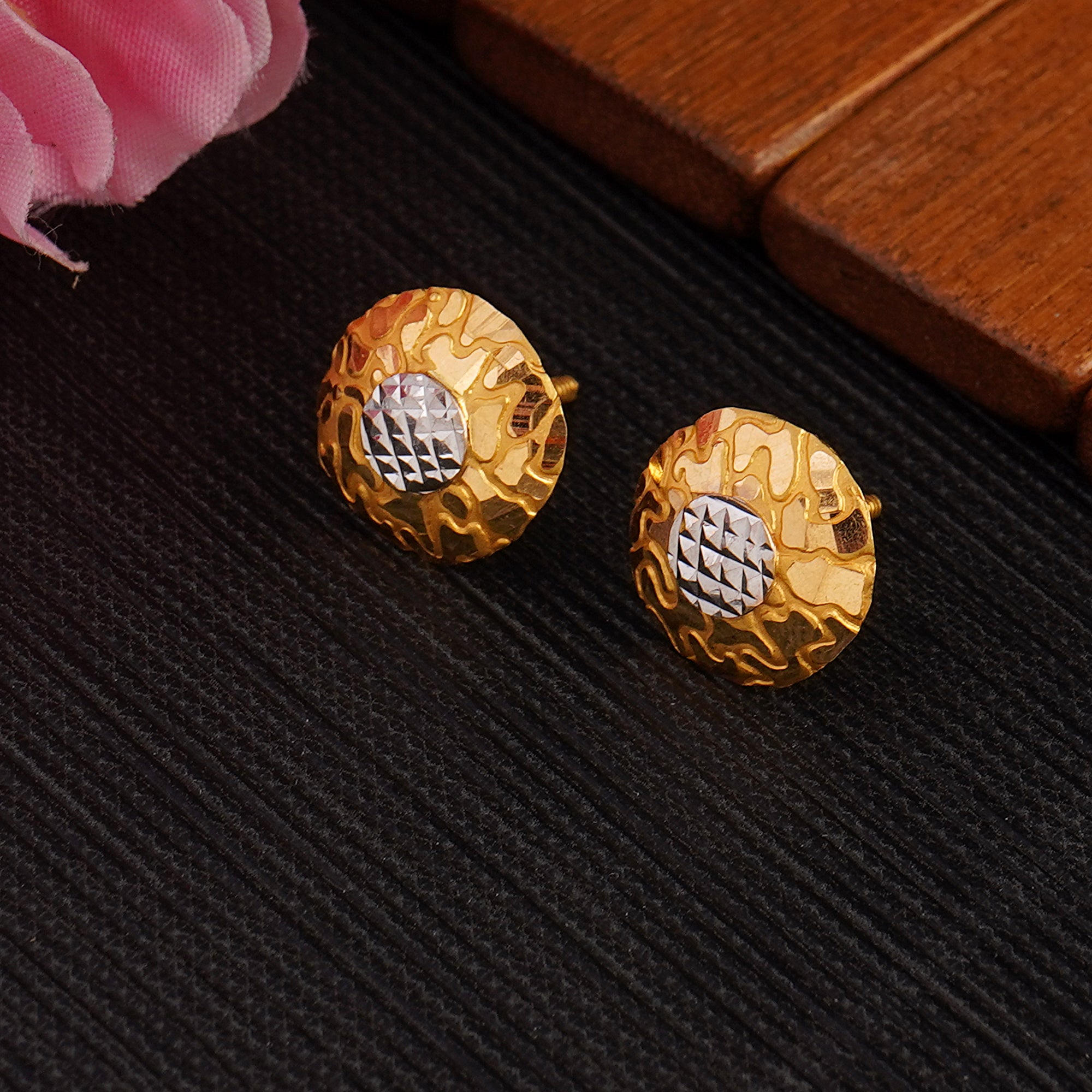 Gold Stud Earring Women's Earrings Handmade Stud Earrings 22kt Yellow Gold Stud