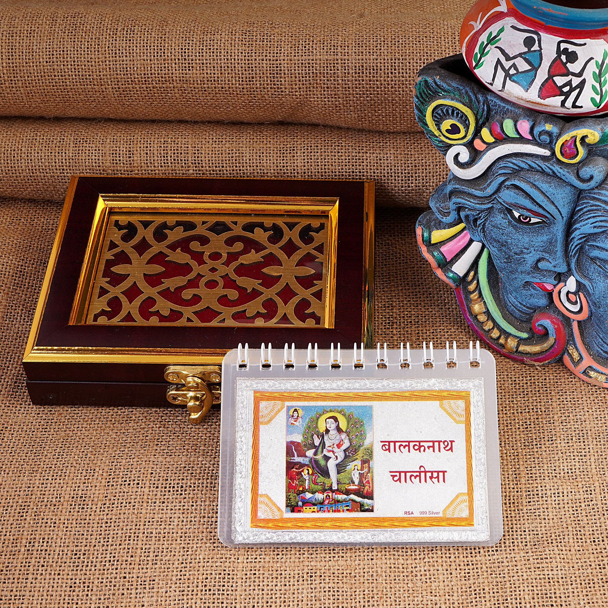 Sacred Baba Balaknath Chalisa in Pure Silver with Elegant Wooden Box