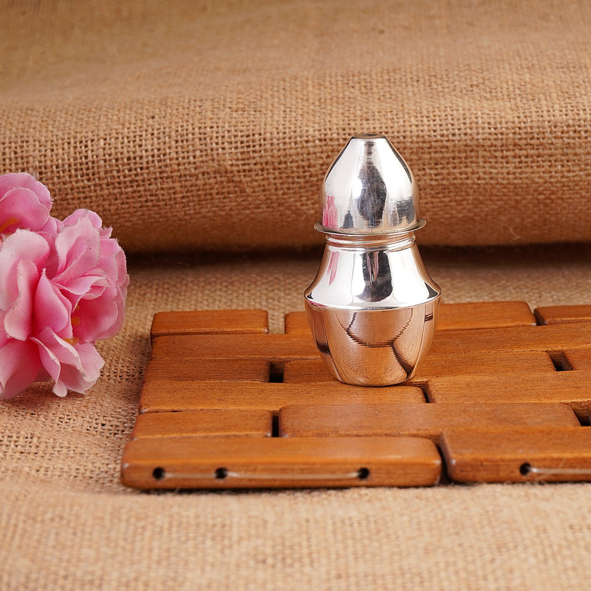 925 Hallmark Silver Pot with Removable Coconut-Shaped Lid for Gangajal