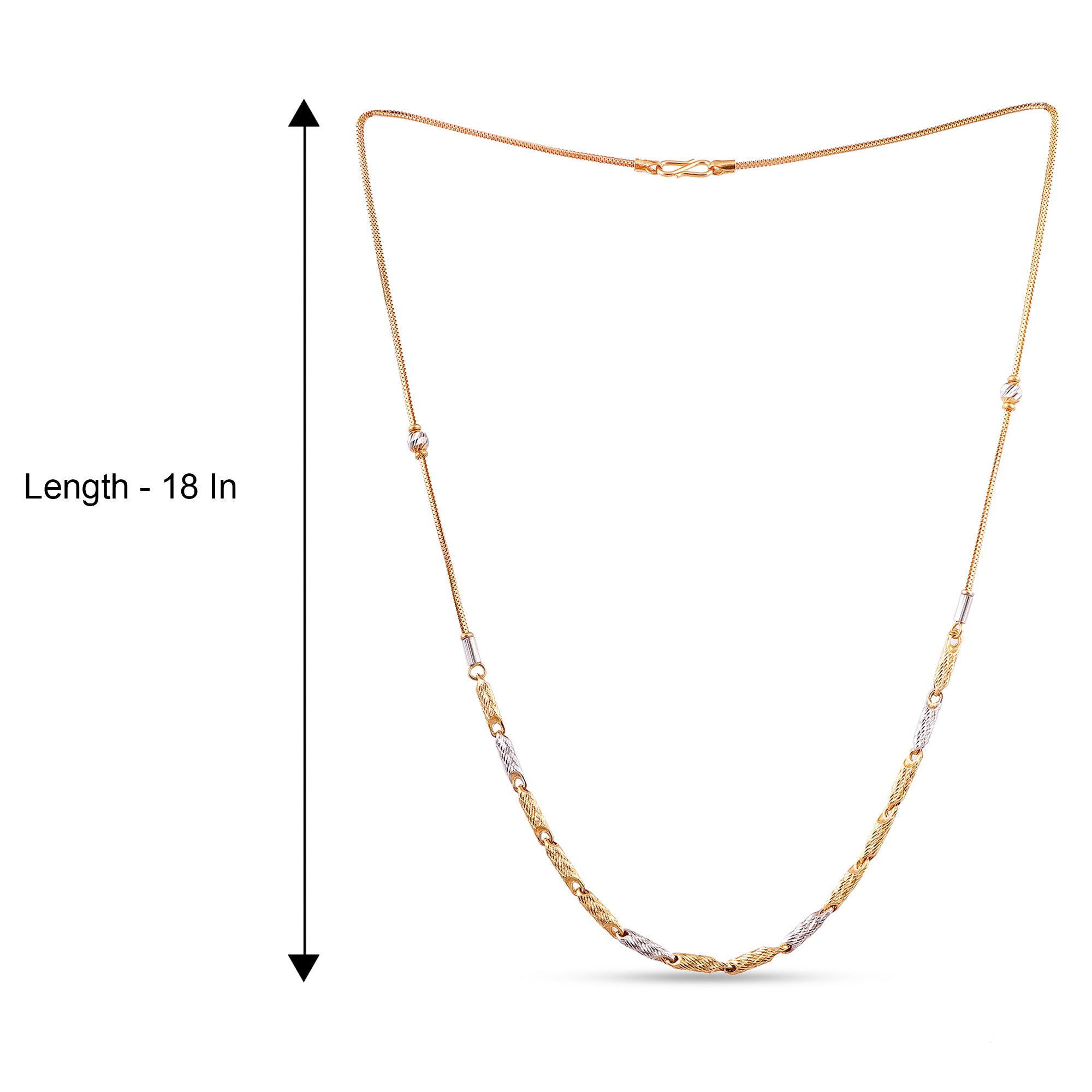 22k Gold 916 Hallmarked Indian Designer Chain - Rhodium-Plated - Best Handmade Gift Chain