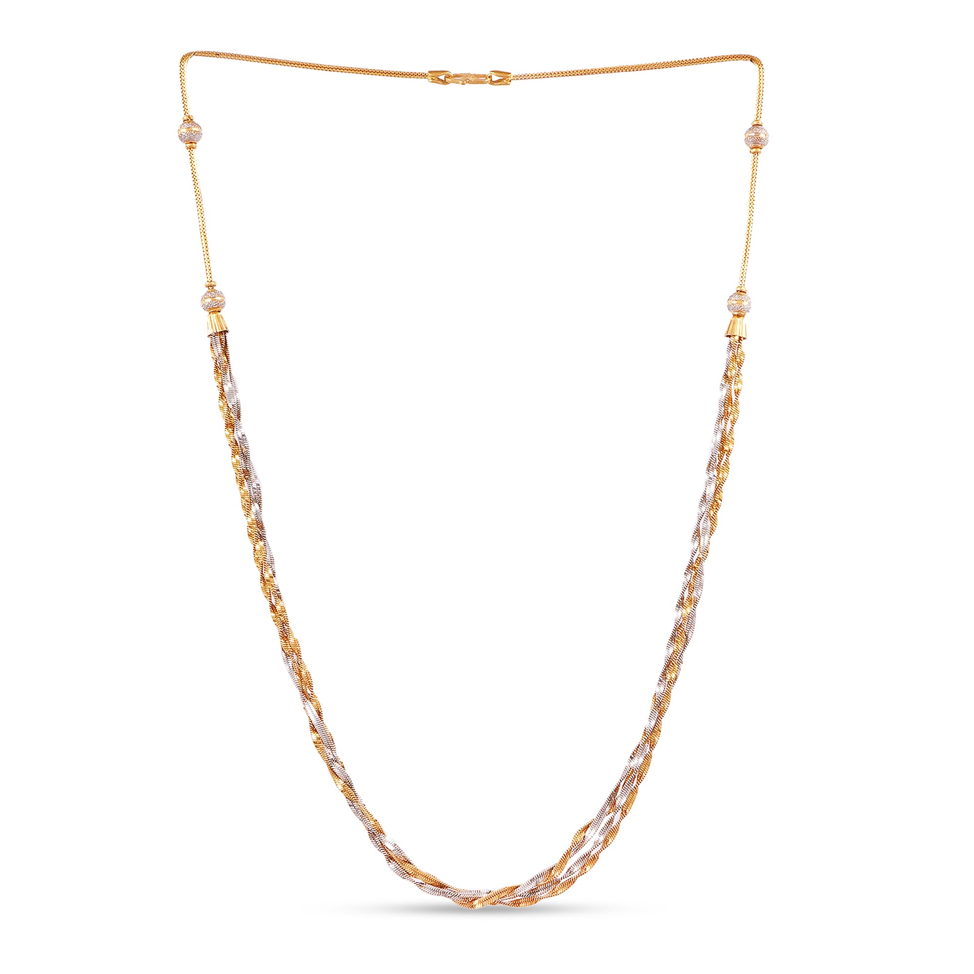 22k Gold 916 Hallmarked Indian Designer Chain - Rhodium-Plated - Best Handmade