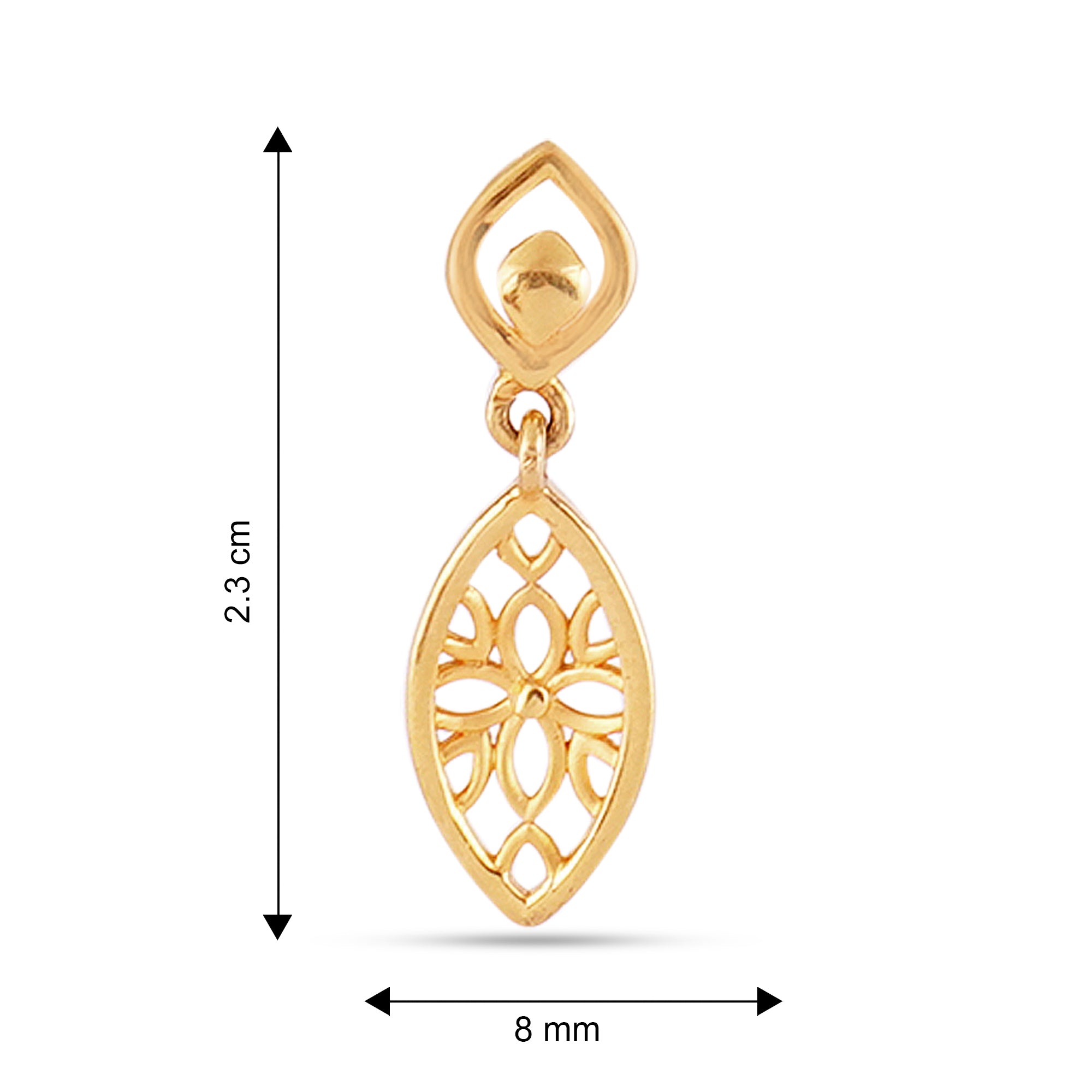 Gold Earring Women's Earrings Handmade Stud Earrings 22k Yellow Gold Dangler