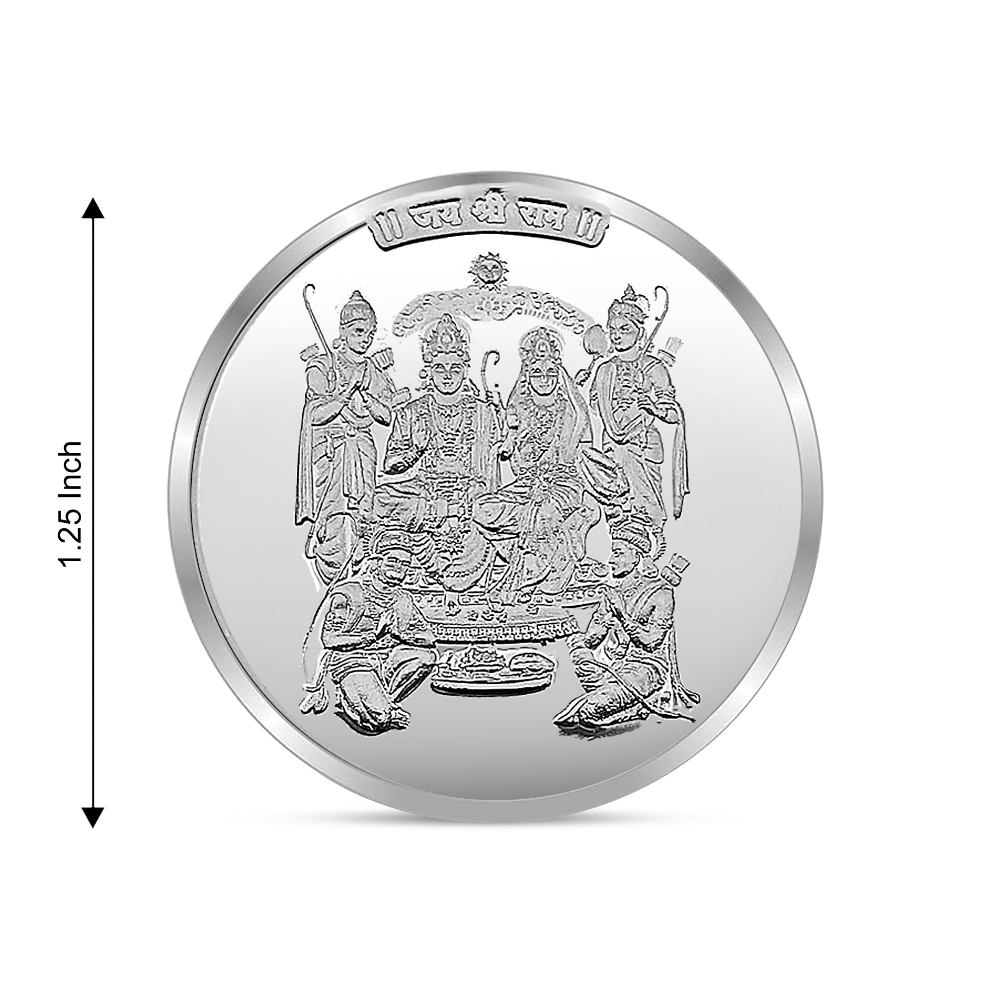 100% Pure Solid Silver Shri Ram Darbar/Bhagwan Ram Coin with 'Om' Engraving