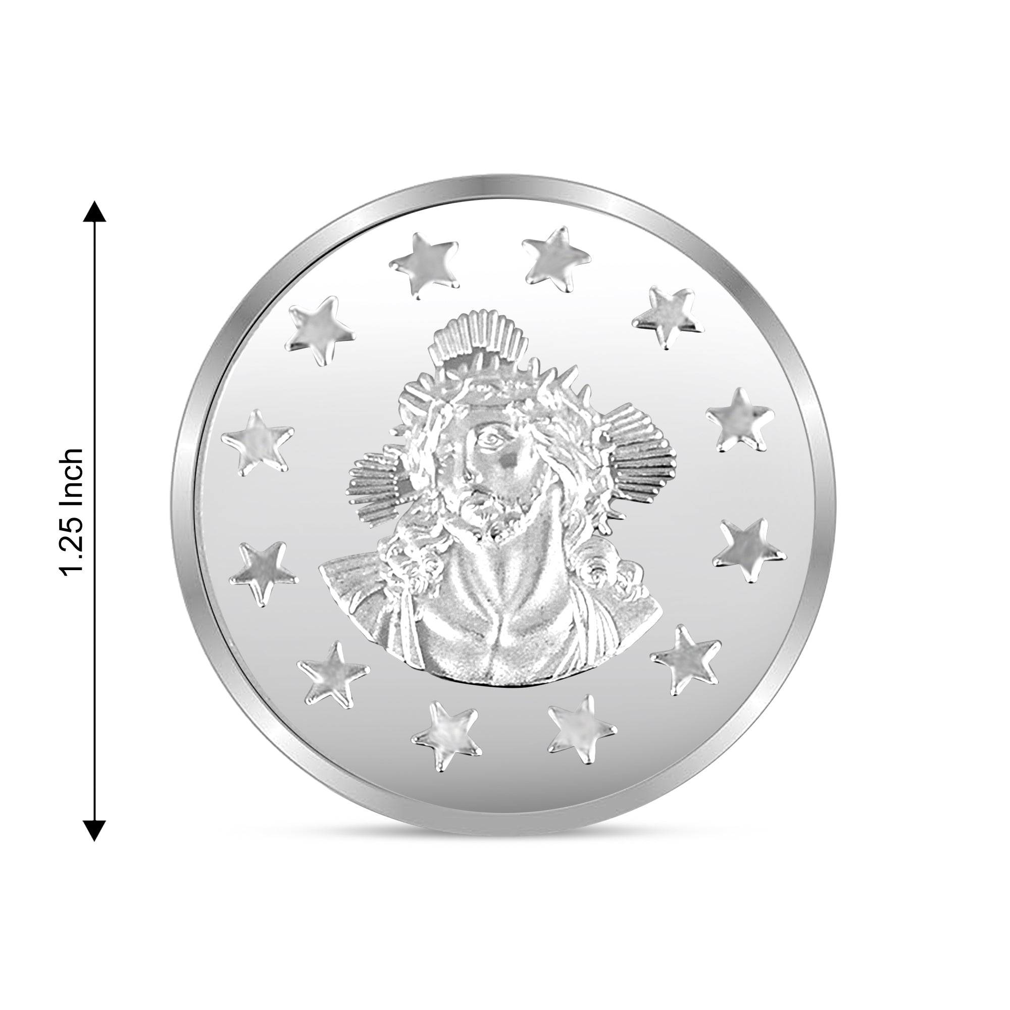 100% Pure Solid Silver Jesus Christ Coin with Holy Cross on the Reverse