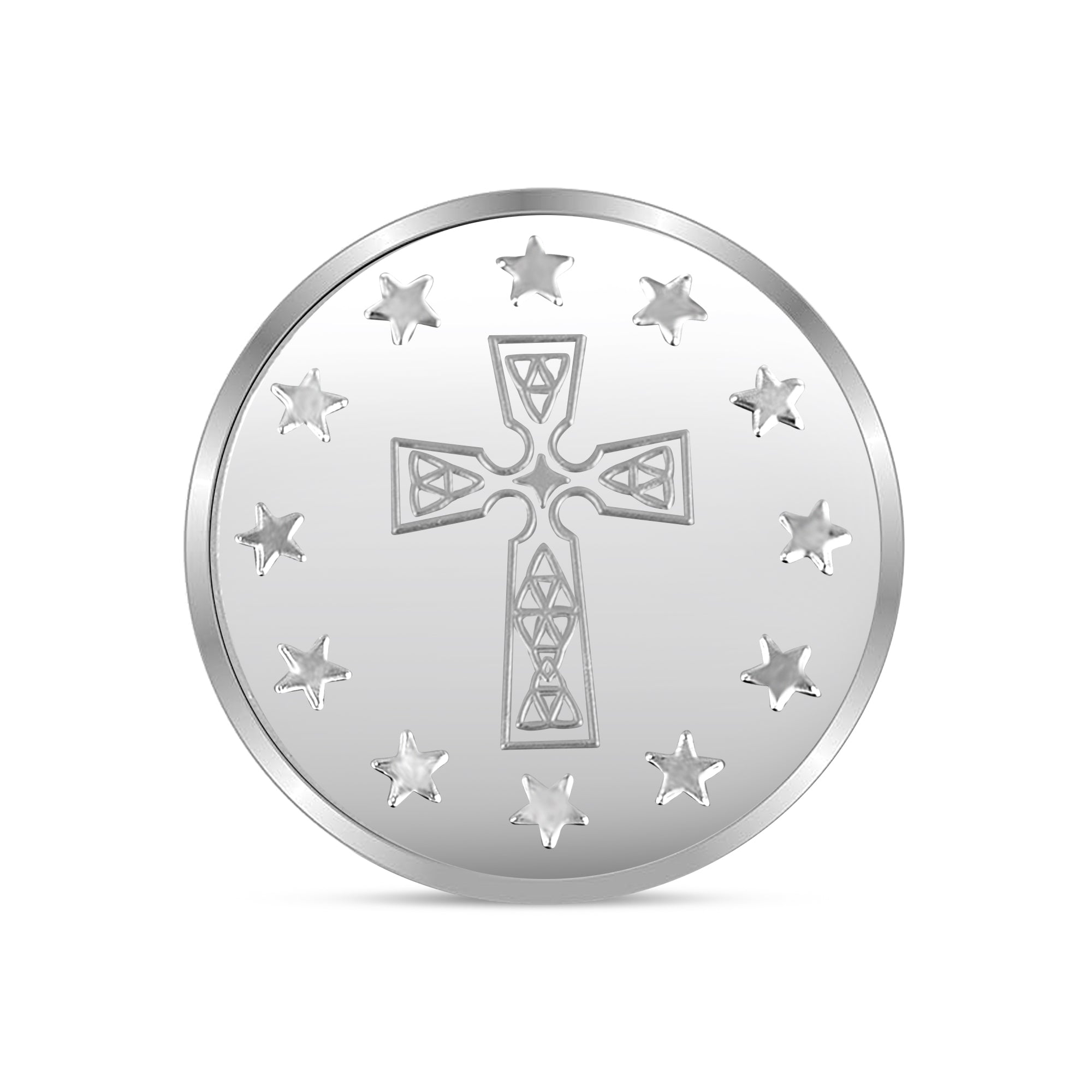 100% Pure Solid Silver Jesus Christ Coin with Holy Cross on the Reverse