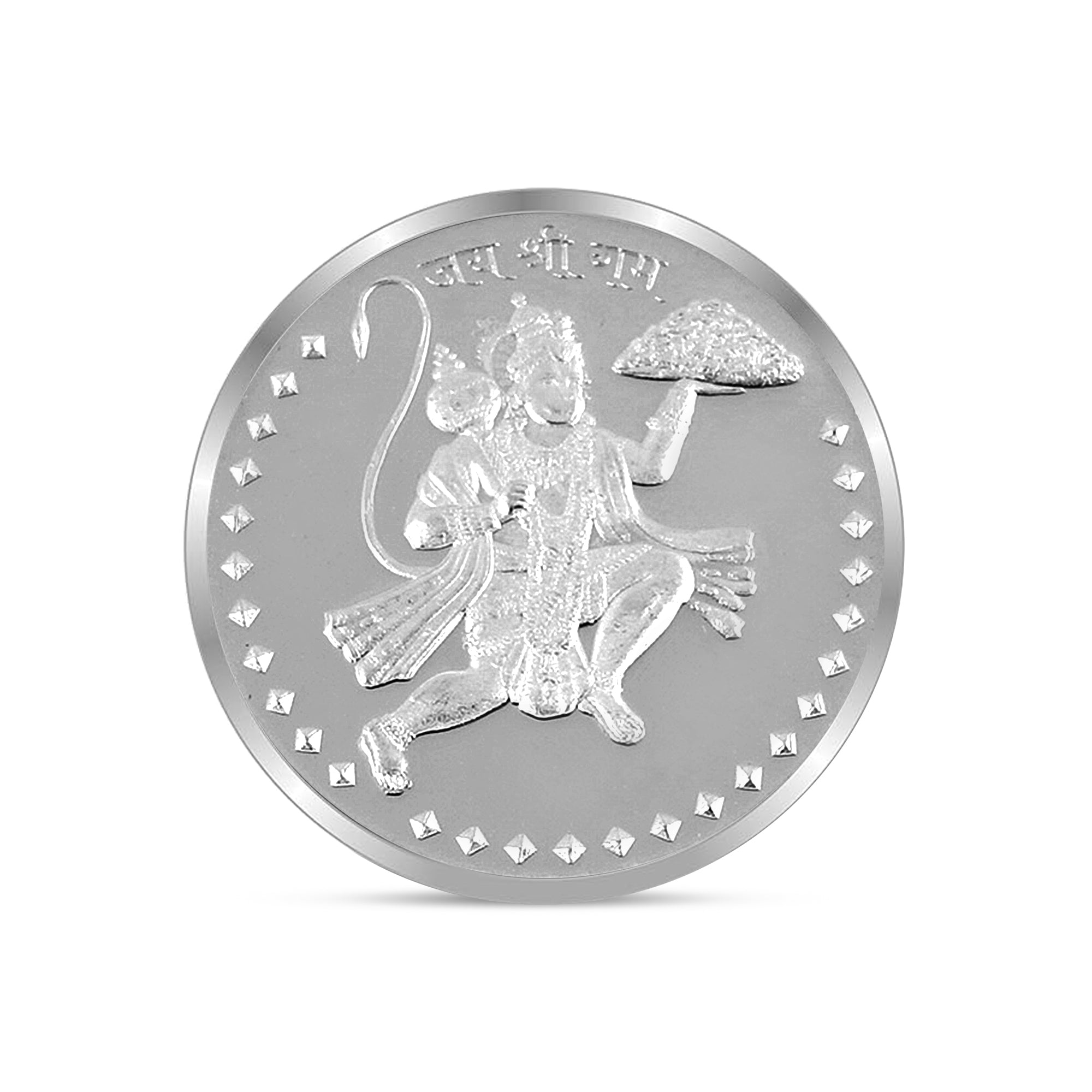 100% pure solid silver Hanuman ji with Hanuman ji yantra on Reverse