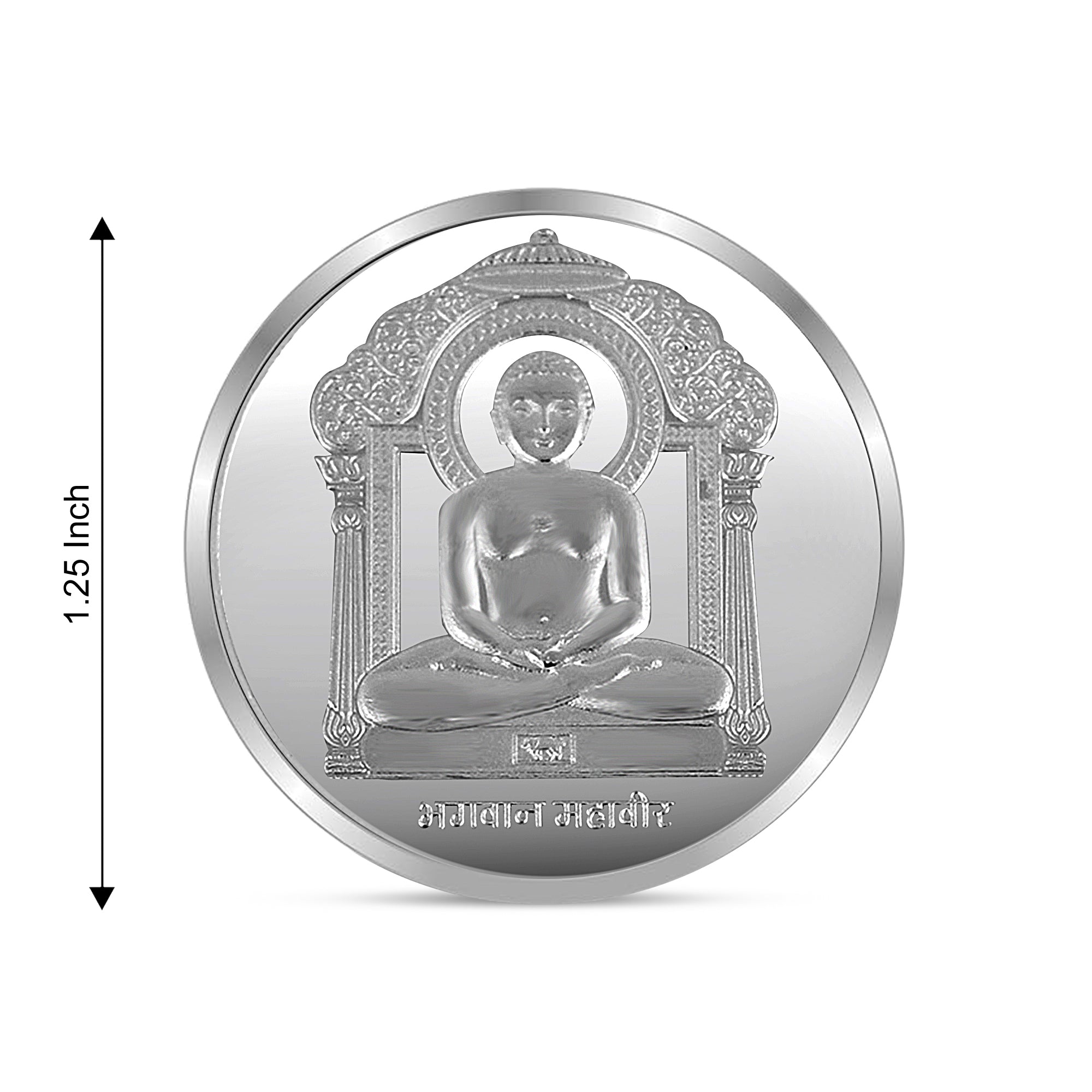 999 silver Lord Mahavir 10 grams coin with Namokar Mahamantra on Reverse