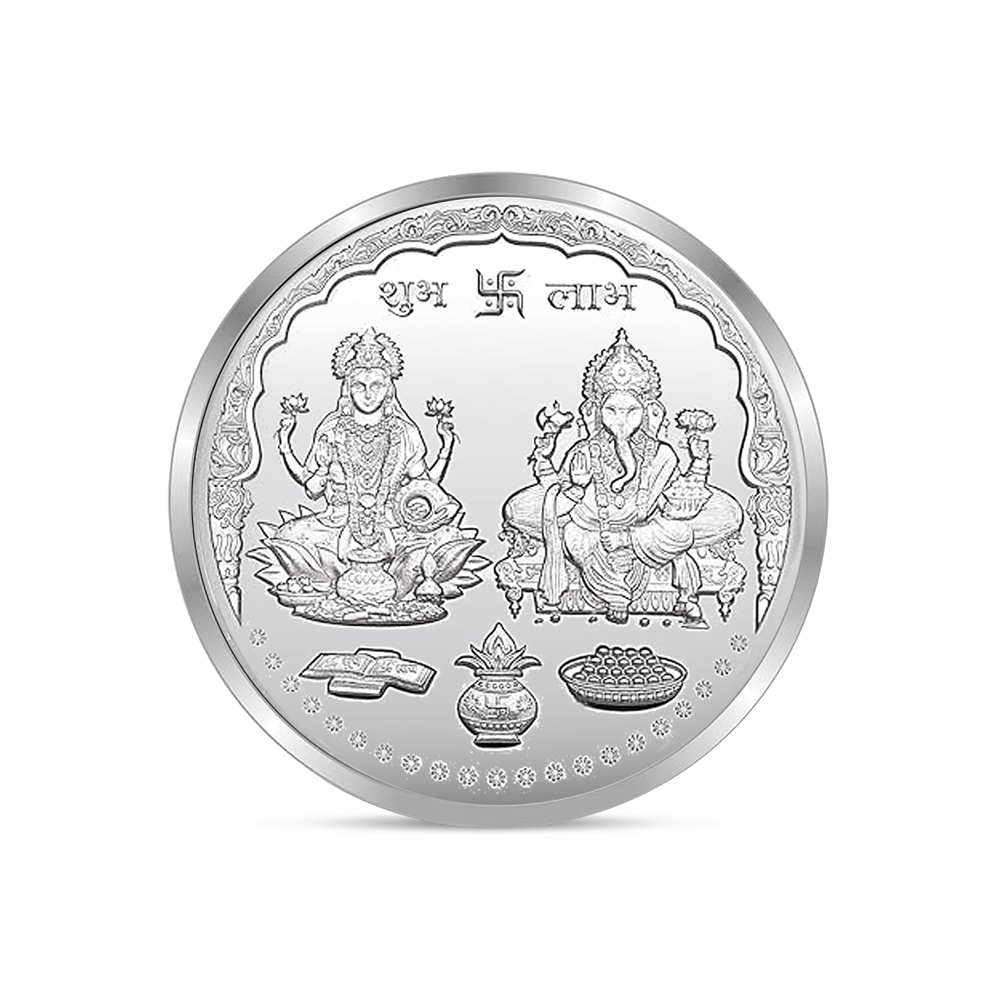 100% Solid Silver Pure BIS Hallmarked Laxmi Ganesh 10 Gram Coin with Om Engraved