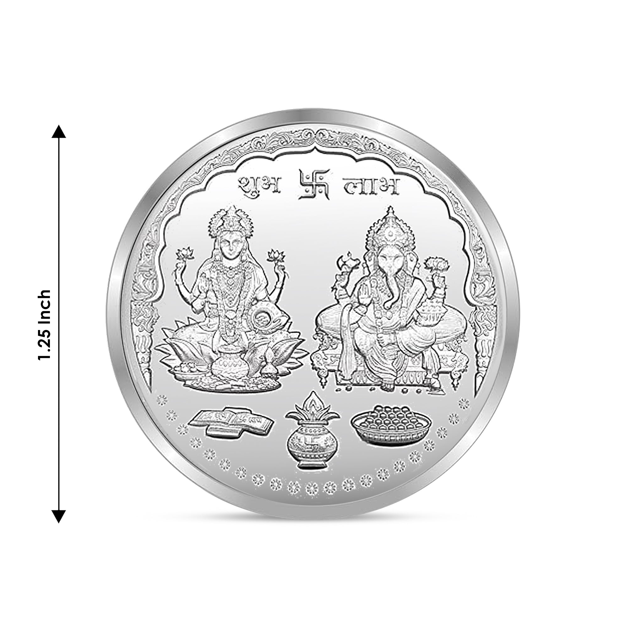 100% Solid Silver Pure BIS Hallmarked Laxmi Ganesh 10 Gram Coin with Om Engraved