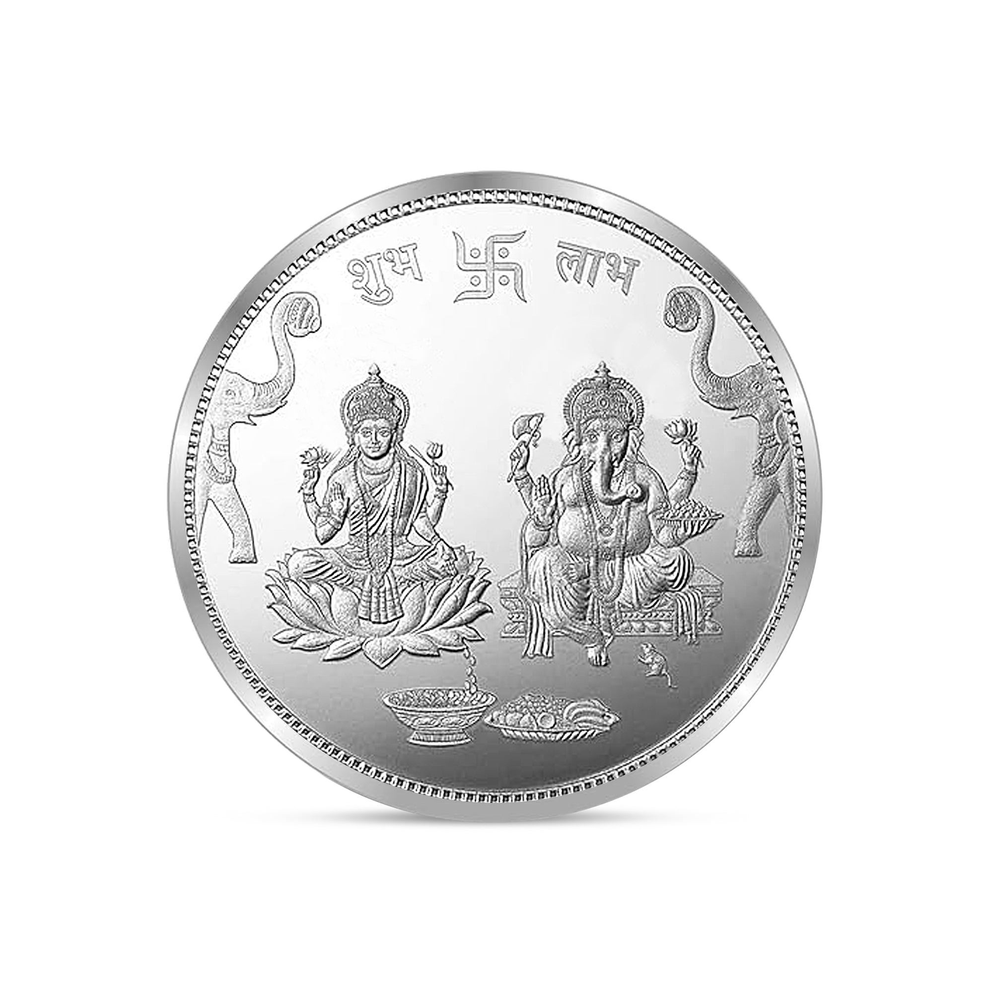 100% Solid Silver  Laxmi Ganesh 10 Gram Coin with Laxmi Yantra