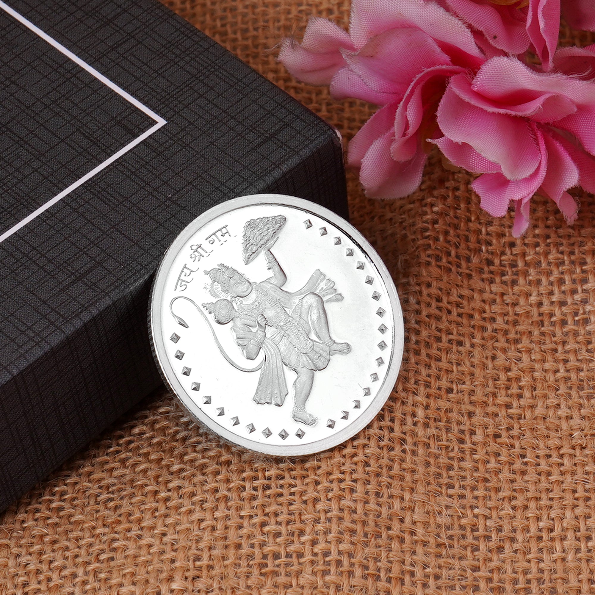 100% pure solid silver Hanuman ji with Hanuman ji yantra on Reverse