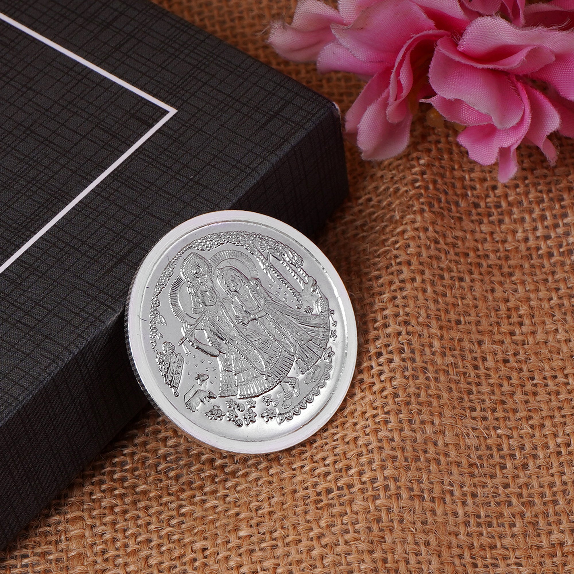 100% Pure silver radha krishan ji coin