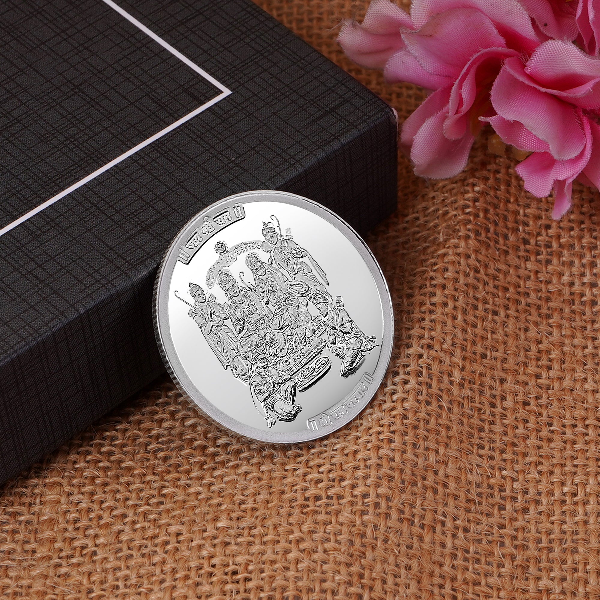 100% Pure Solid Silver Shri Ram Darbar/Bhagwan Ram Coin with 'Om' Engraving