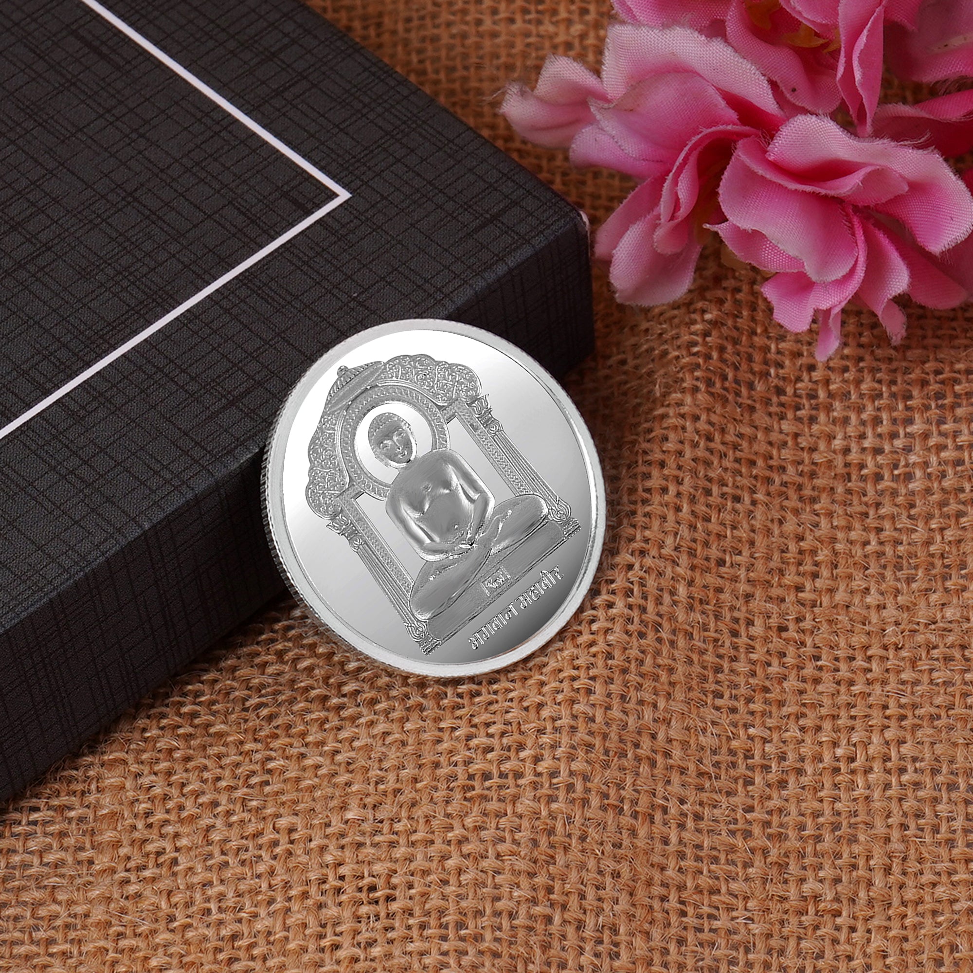 999 silver Lord Mahavir 10 grams coin with Namokar Mahamantra on Reverse