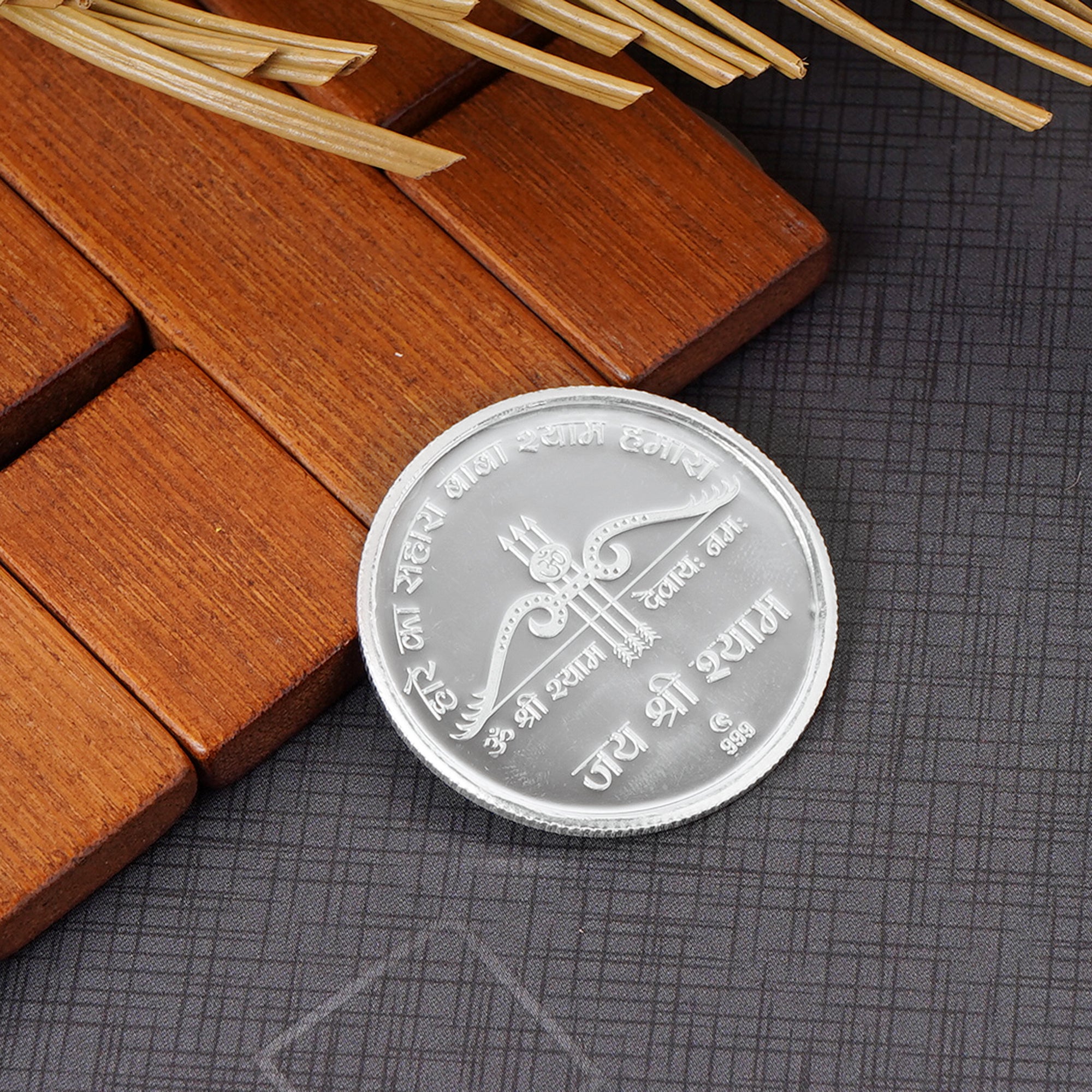 100% Pure Solid Silver Shri Khatu Shyam Coin with Bow and Arrow Symbol