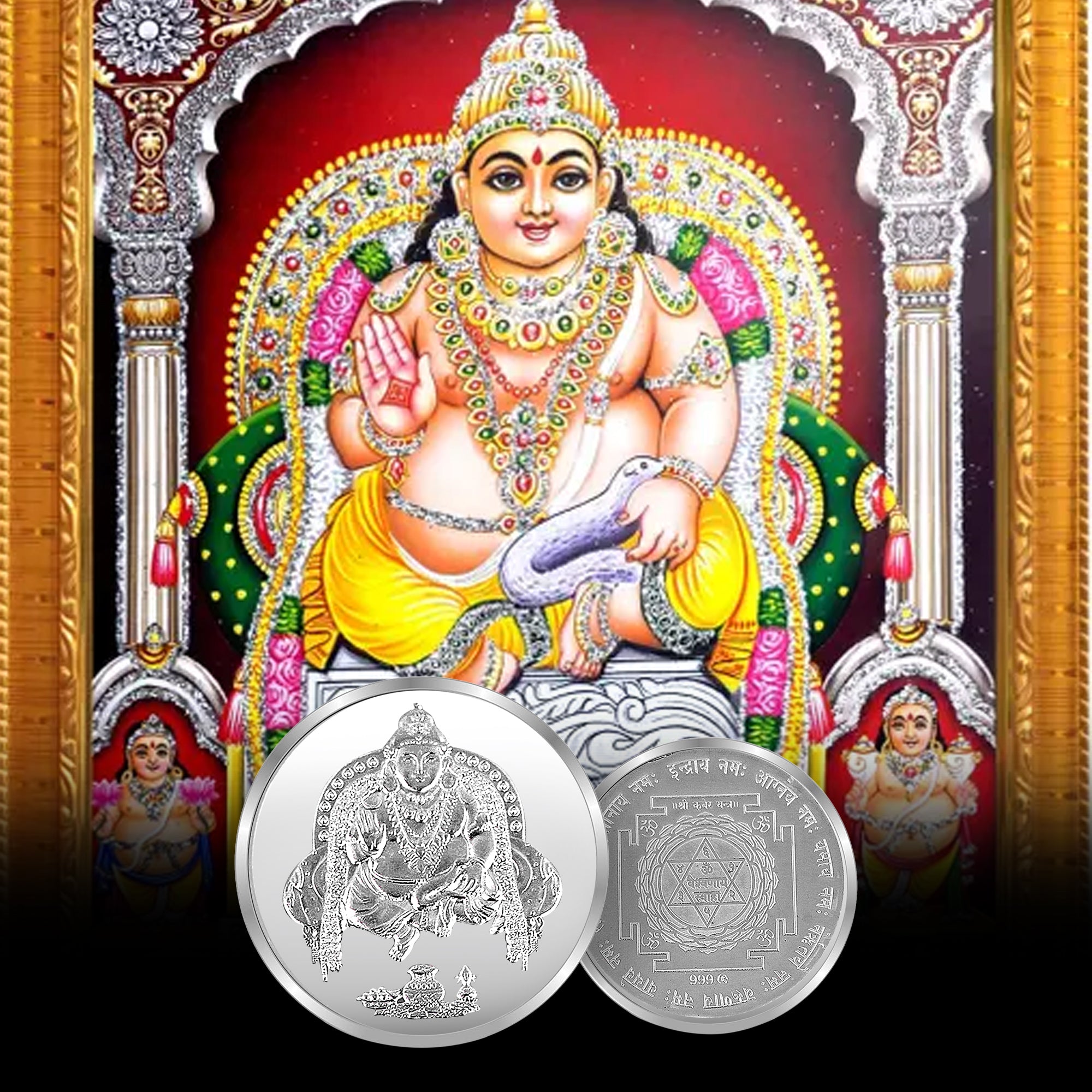 999 Silver Coin Kuber Coin with Kuber yantra, Lord of Money