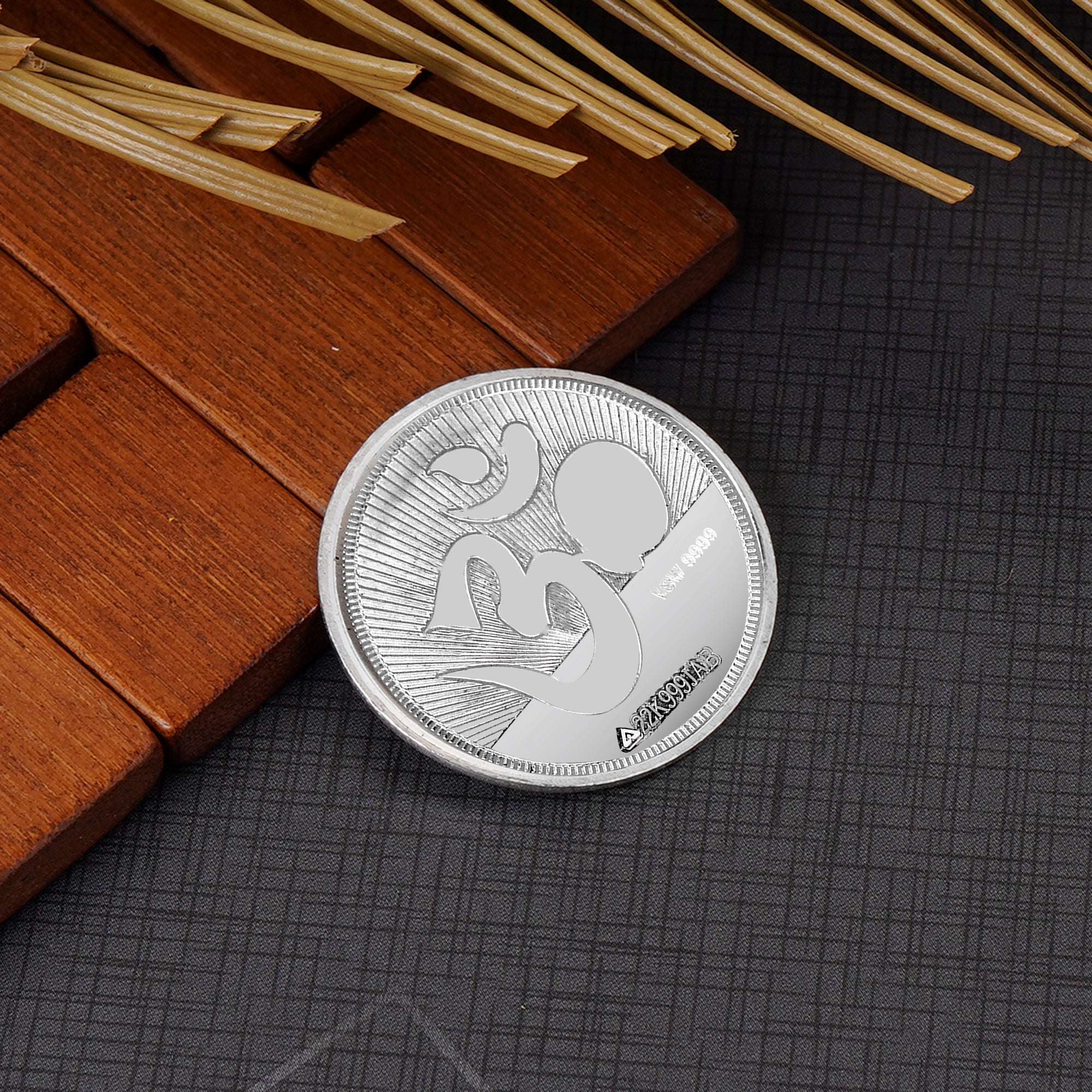 100% Solid Silver Pure BIS Hallmarked Laxmi Ganesh 10 Gram Coin with Om Engraved