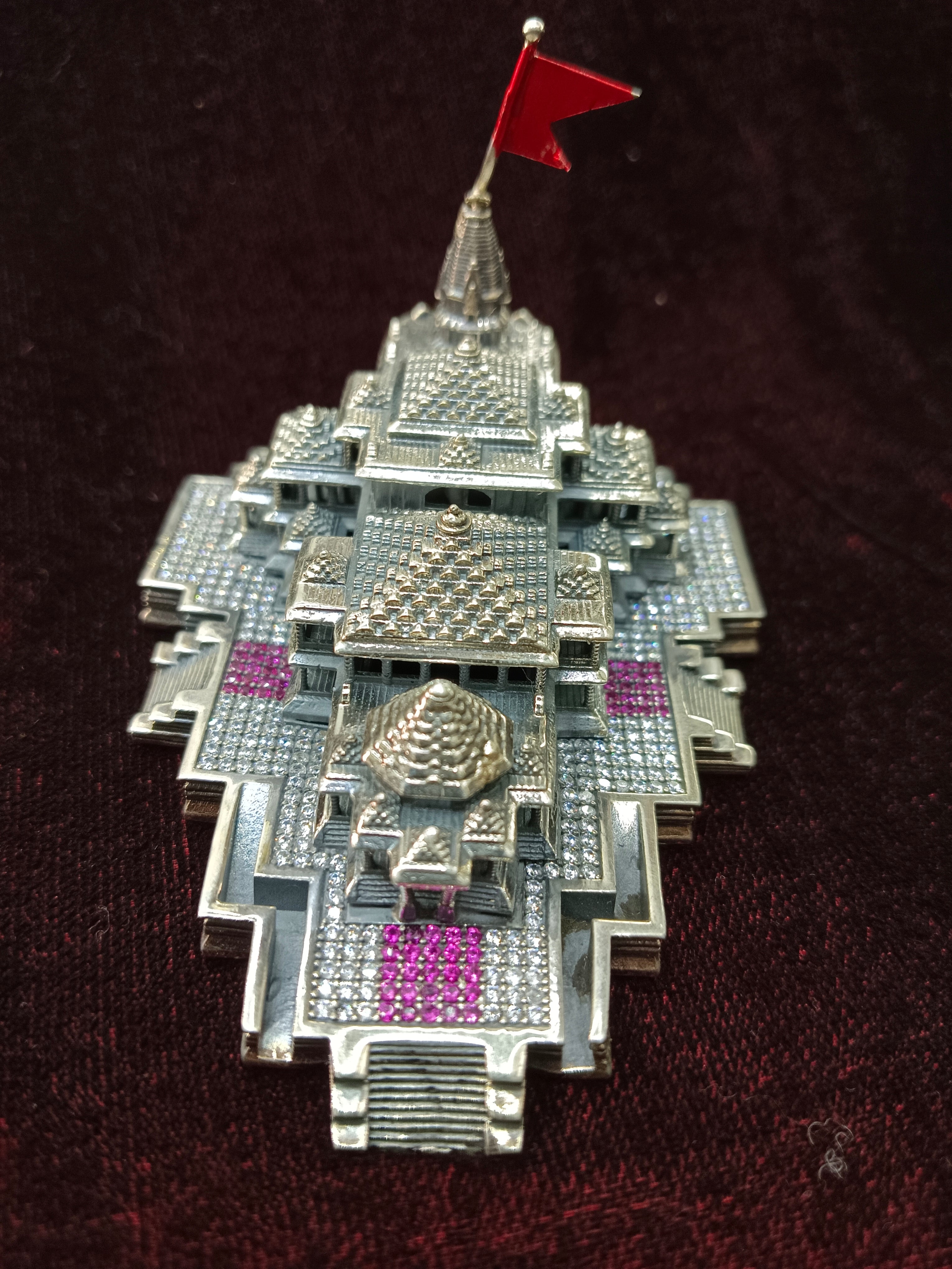 925 silver Ram Mandir Ayodhya Replica with A.D.  stone