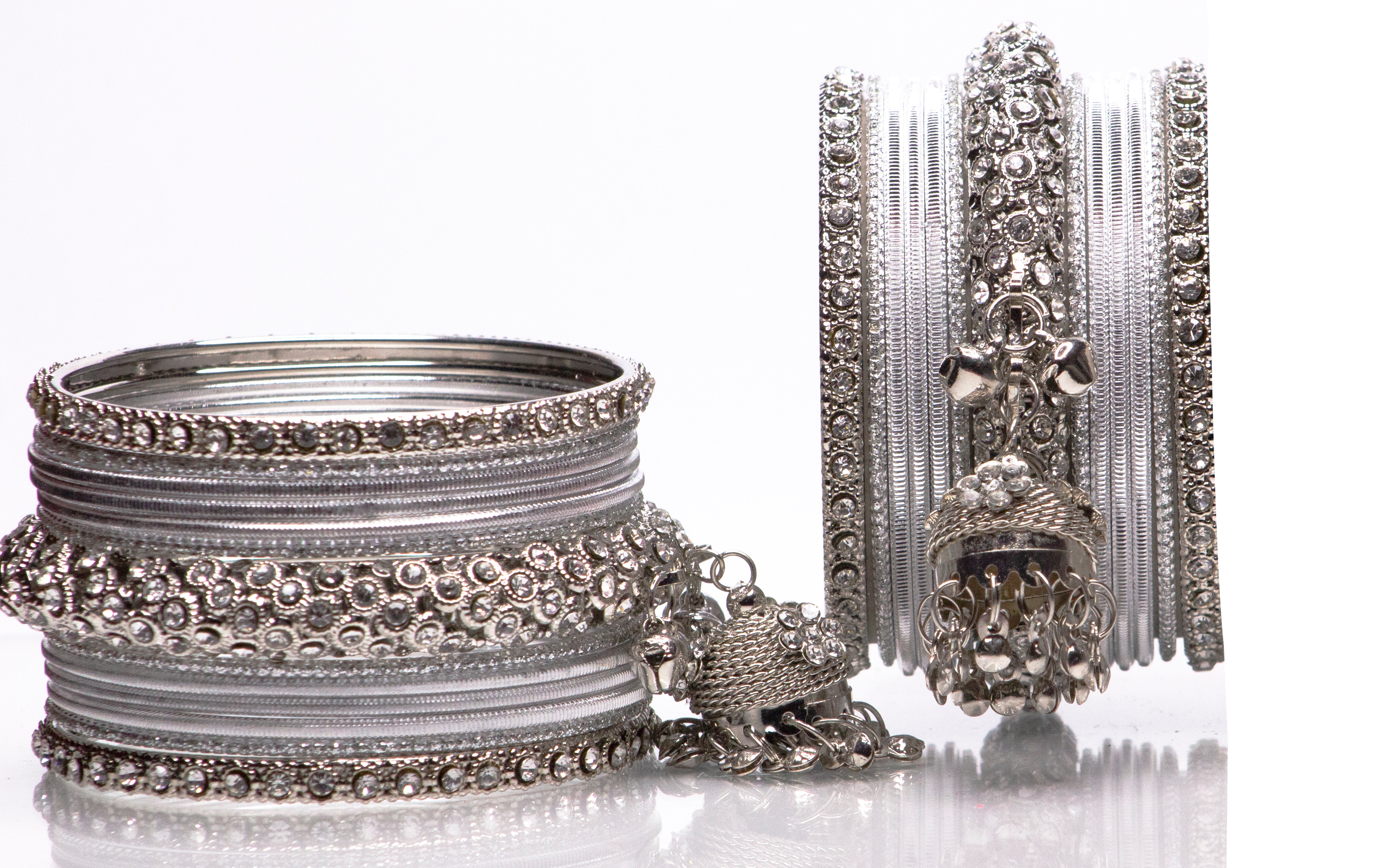 Indian Ethnic Handmade Bangles in Silver Colour